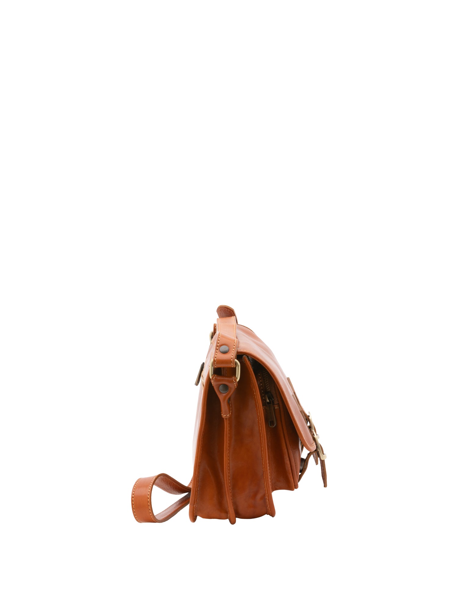 Borsa a tracolla da donna 100% vera pelle 5529-Cognac I Fratelli