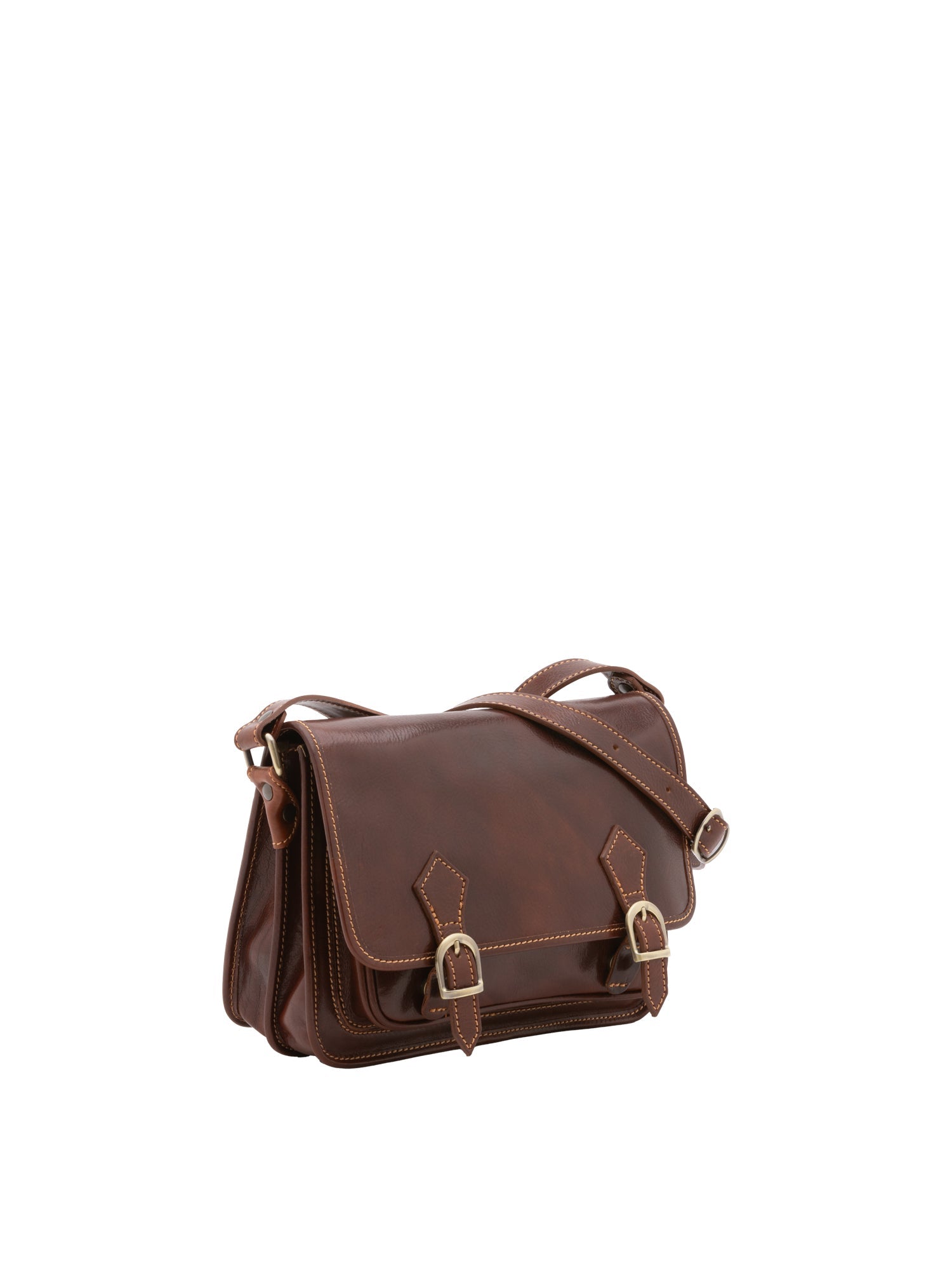 Borsa a tracolla da donna 100% vera pelle 5529-Marrone I Fratelli