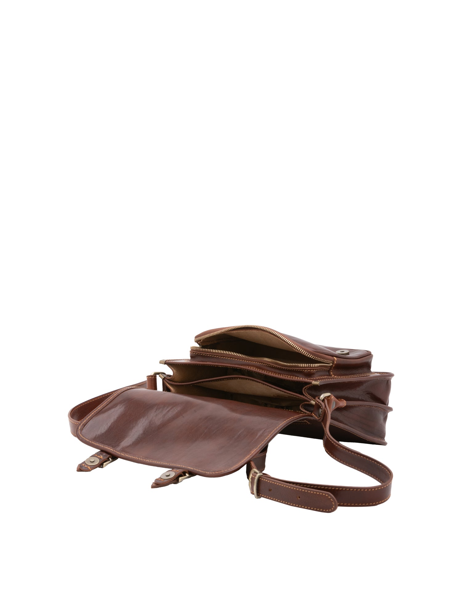 Borsa a tracolla da donna 100% vera pelle 5529-Marrone I Fratelli