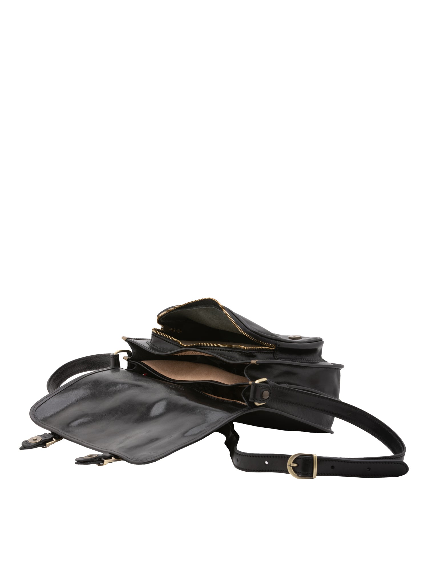 Borsa a tracolla da donna 100% vera pelle 5529-Nero I Fratelli