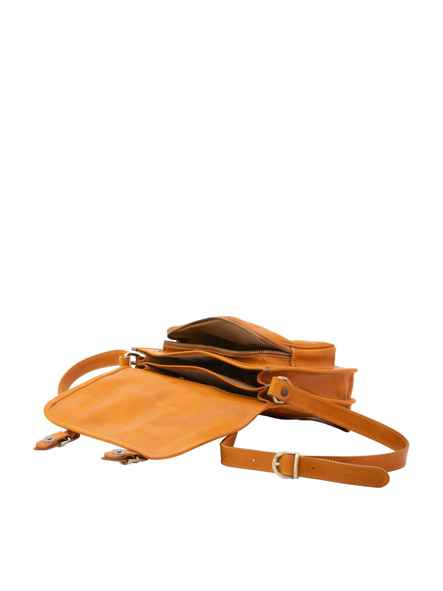 Borsa a tracolla da donna 100% vera pelle 5529-Senape I Fratelli