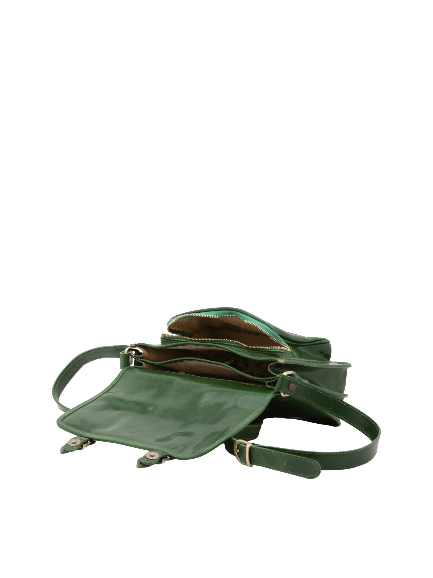 Borsa a tracolla da donna 100% vera pelle 5529-Verde I Fratelli