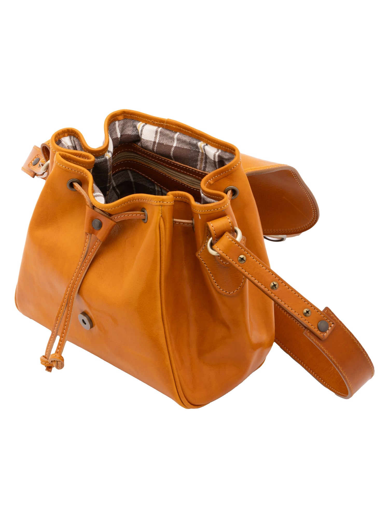 Borsa a secchiello da donna Vera pelle 5531-Senape I Fratelli