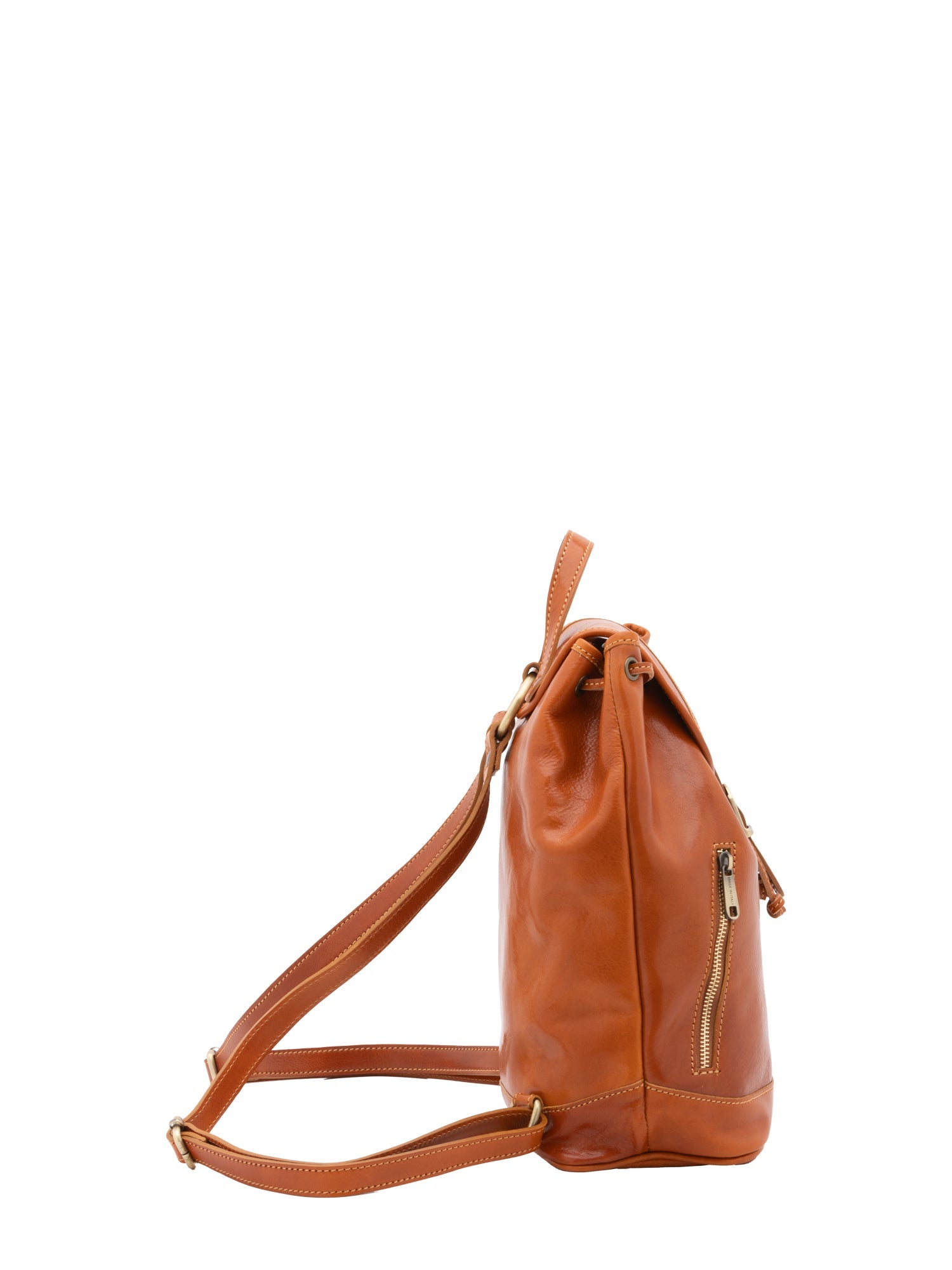 Borsa a spalla da donna 100% pelle artigianale 5533-Cognac I Fratelli