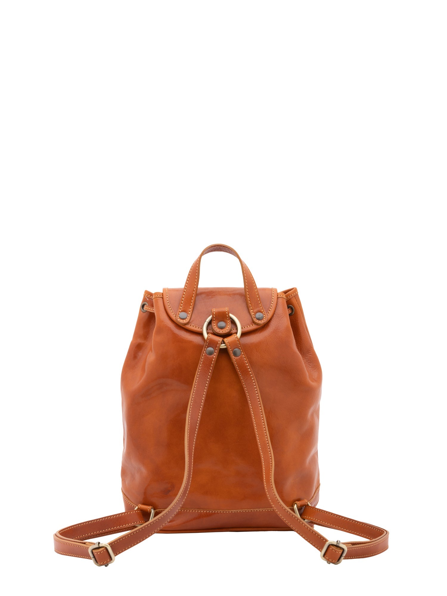 Borsa a spalla da donna 100% pelle artigianale 5533-Cognac I Fratelli