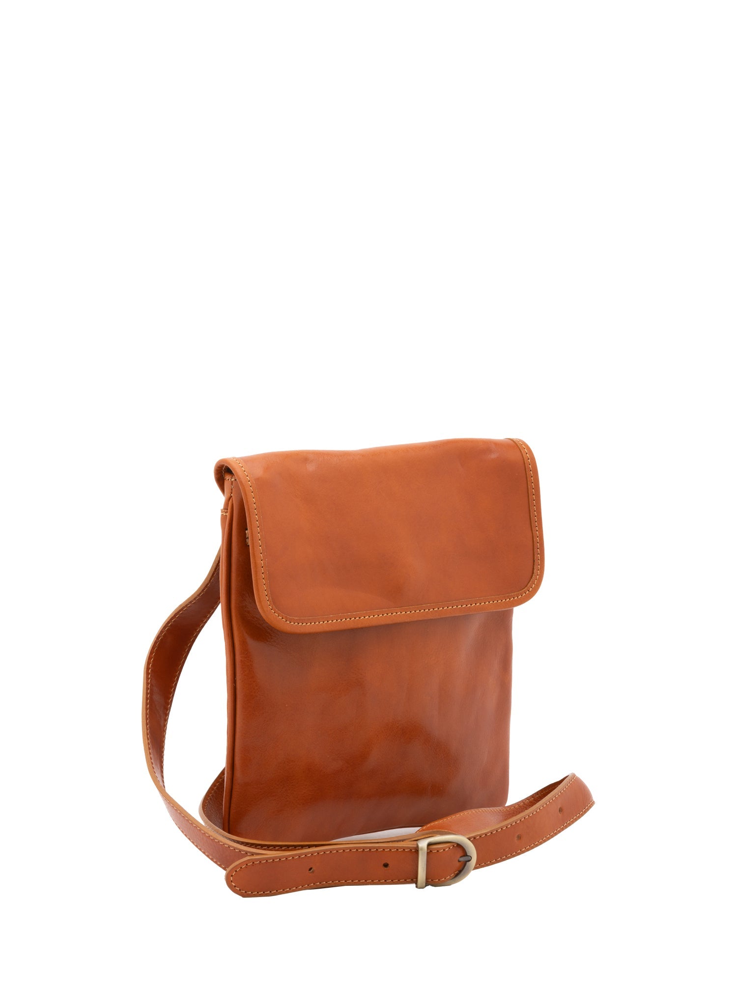 Borsa a tracolla da uomo in vera pelle Made in Italy 5535-Cognac I Fratelli