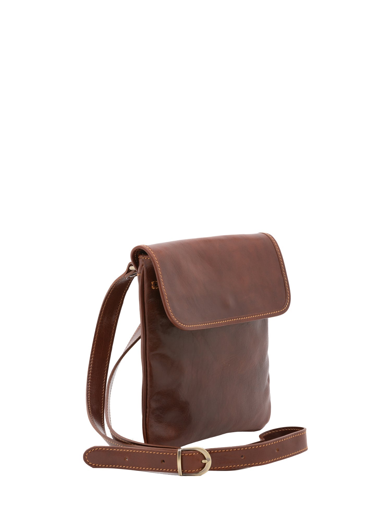 Borsa a tracolla da uomo in vera pelle Made in Italy 5535-Marrone I Fratelli