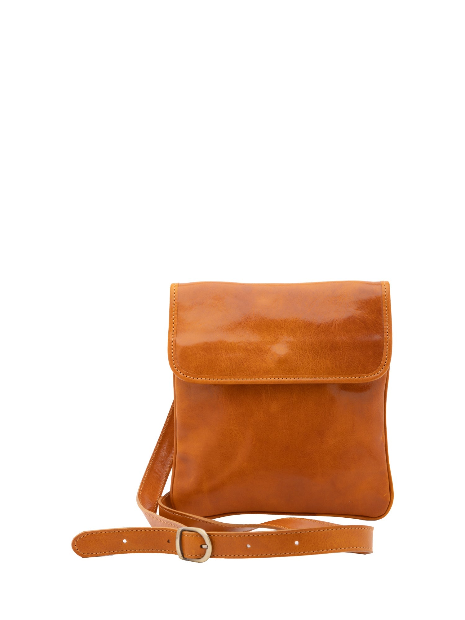 Borsa a tracolla da uomo in vera pelle Made in Italy 5535-Senape I Fratelli