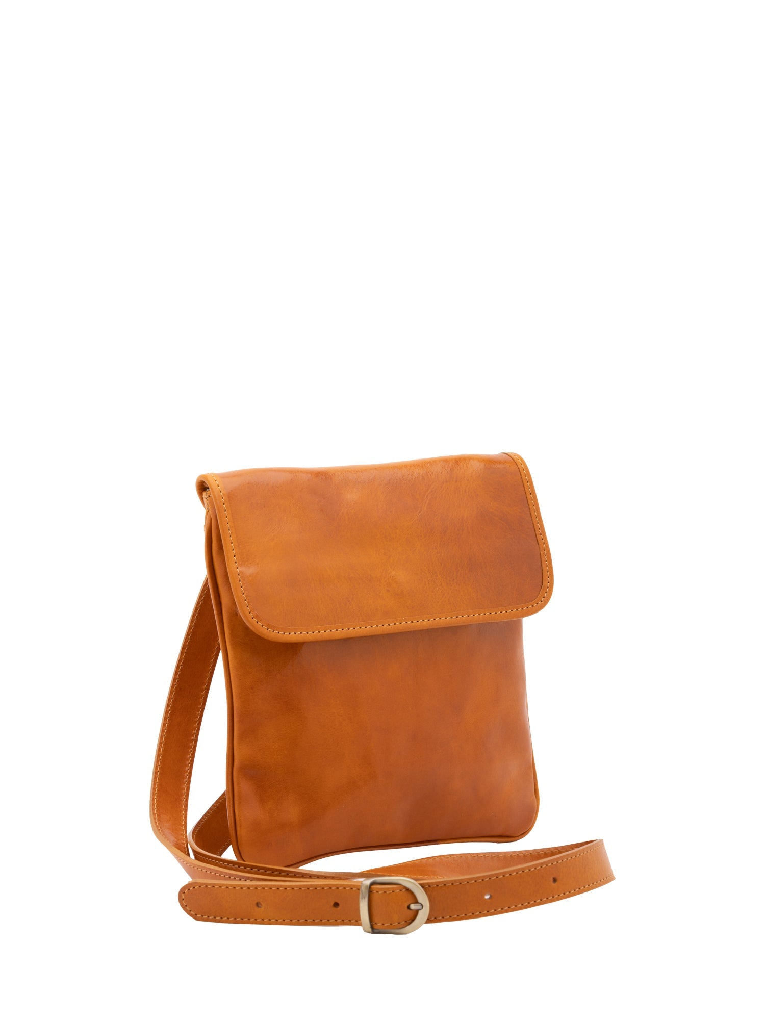 Borsa a tracolla da uomo in vera pelle Made in Italy 5535-Senape I Fratelli