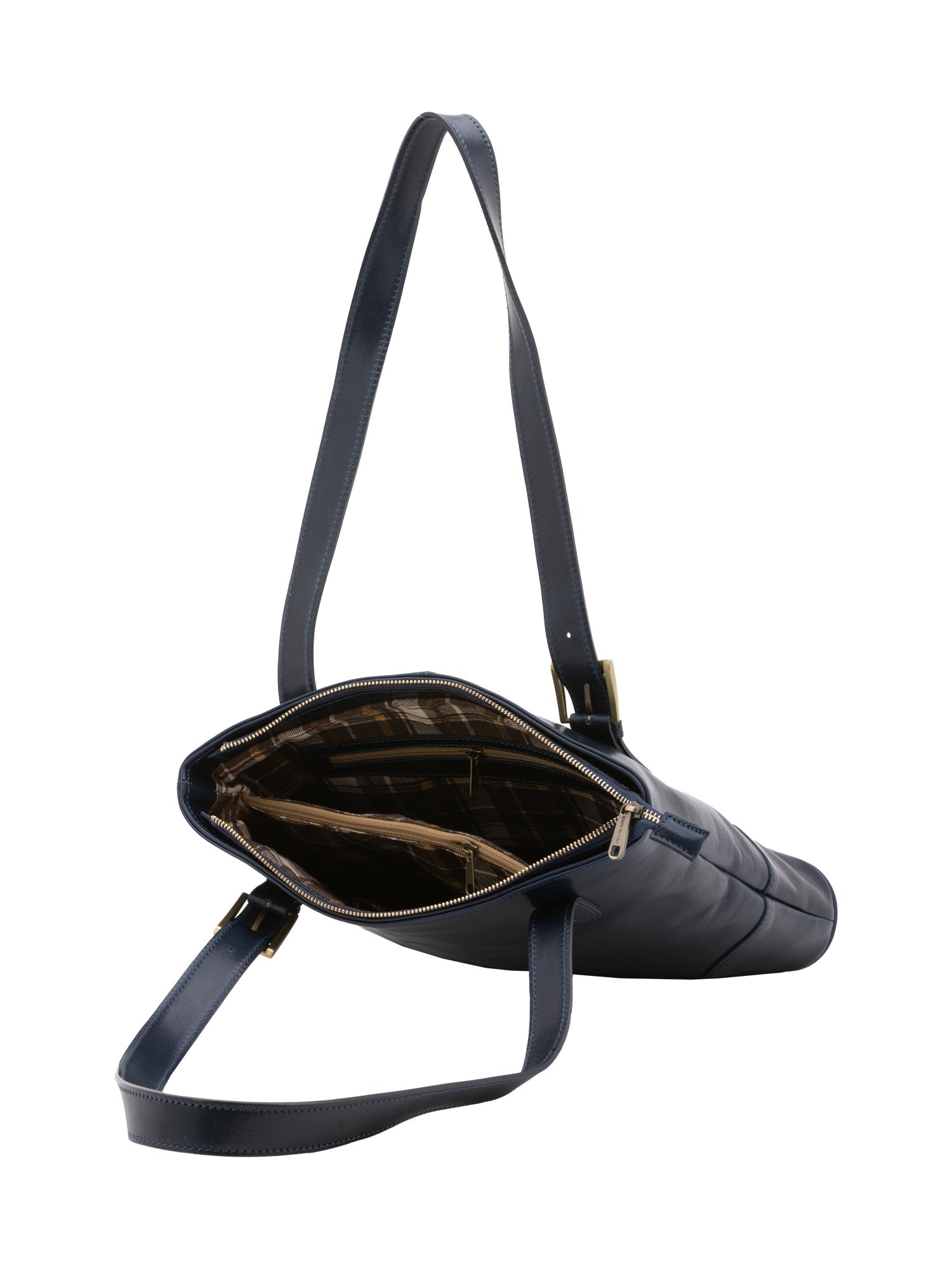 Borsa a spalla da donna 100% pelle 5536-Blu I Fratelli