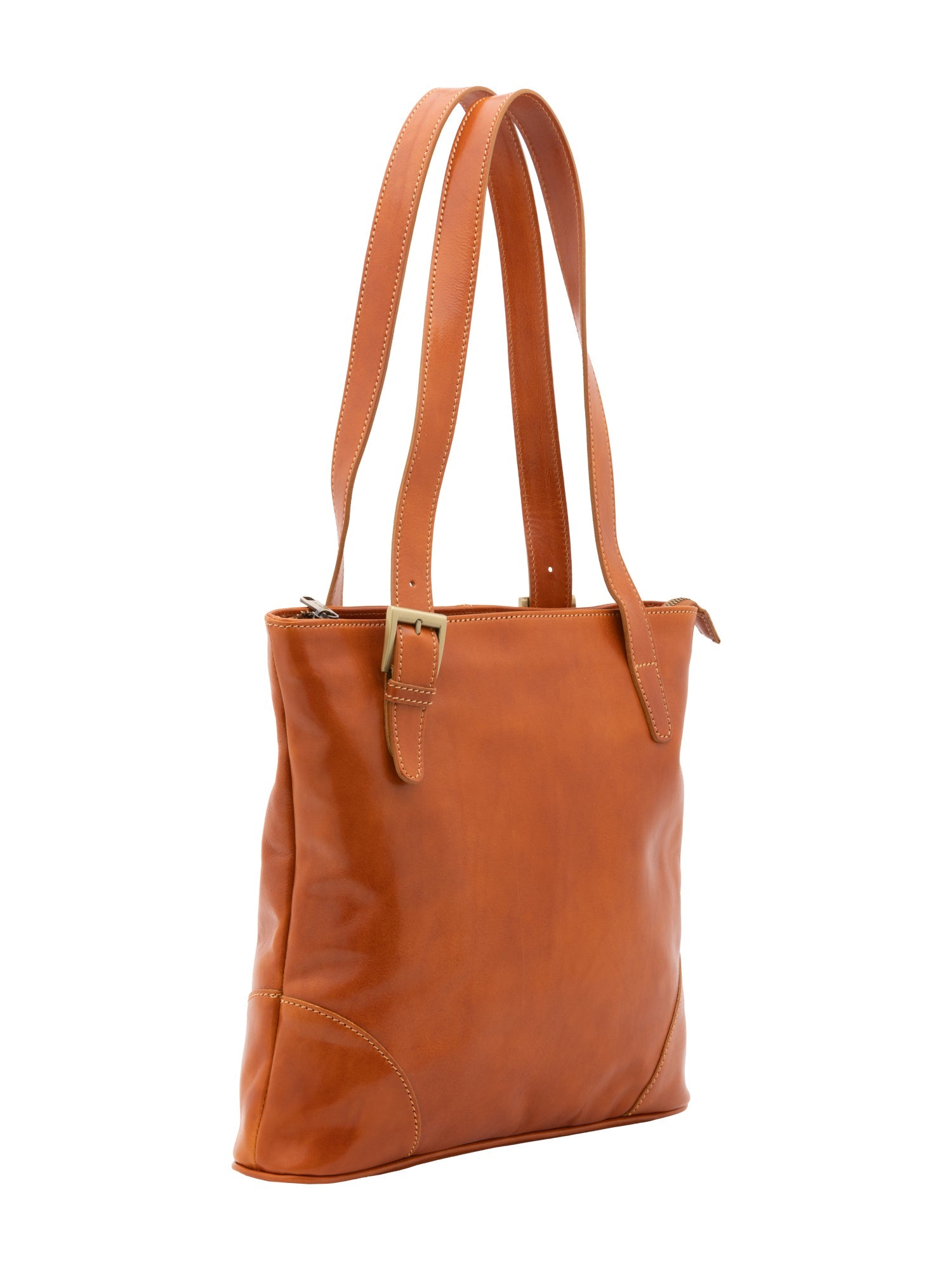 Borsa a spalla da donna 100% pelle 5536-Cognac I Fratelli