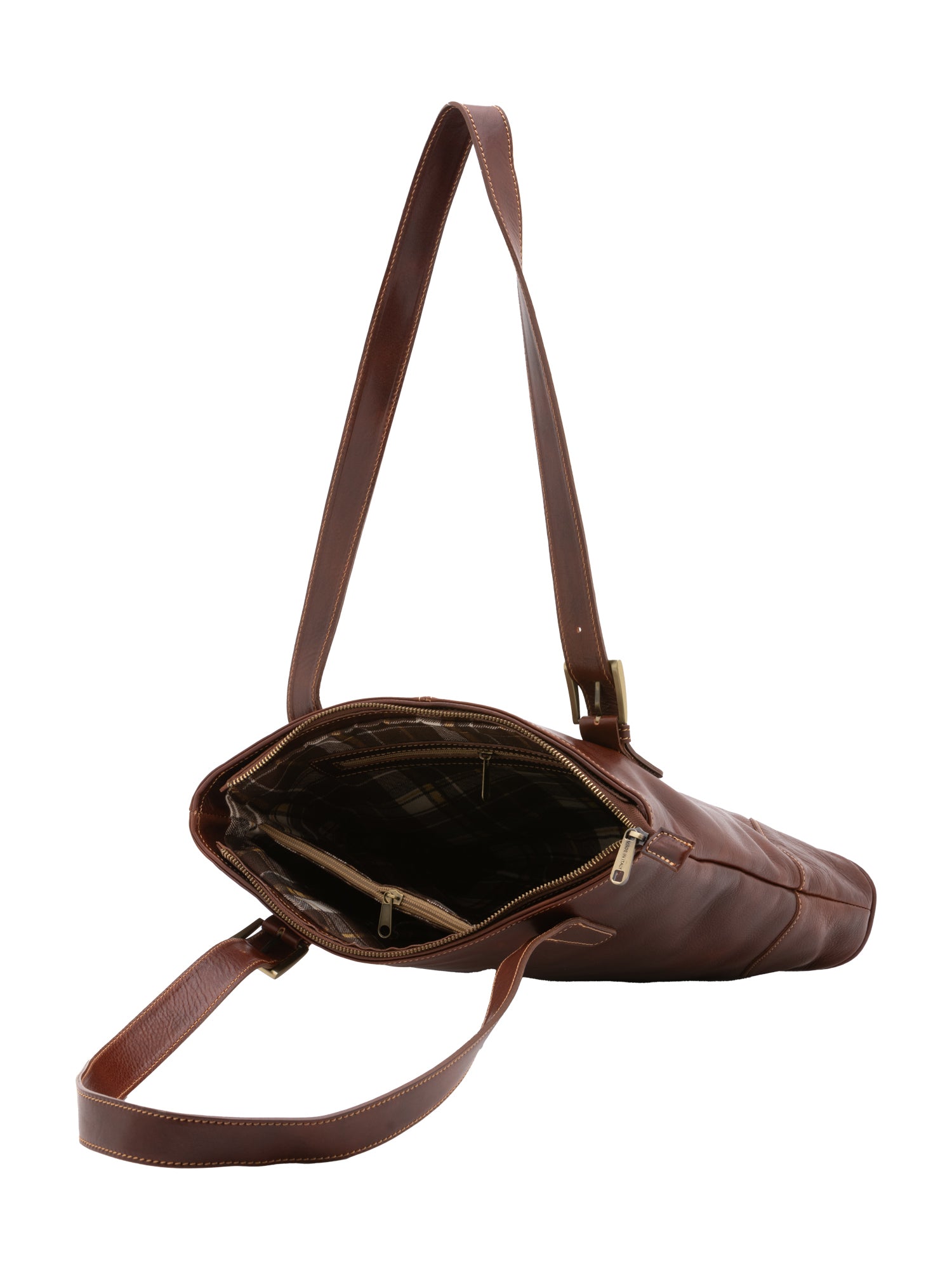 Borsa a spalla da donna 100% pelle 5536-Marrone I Fratelli