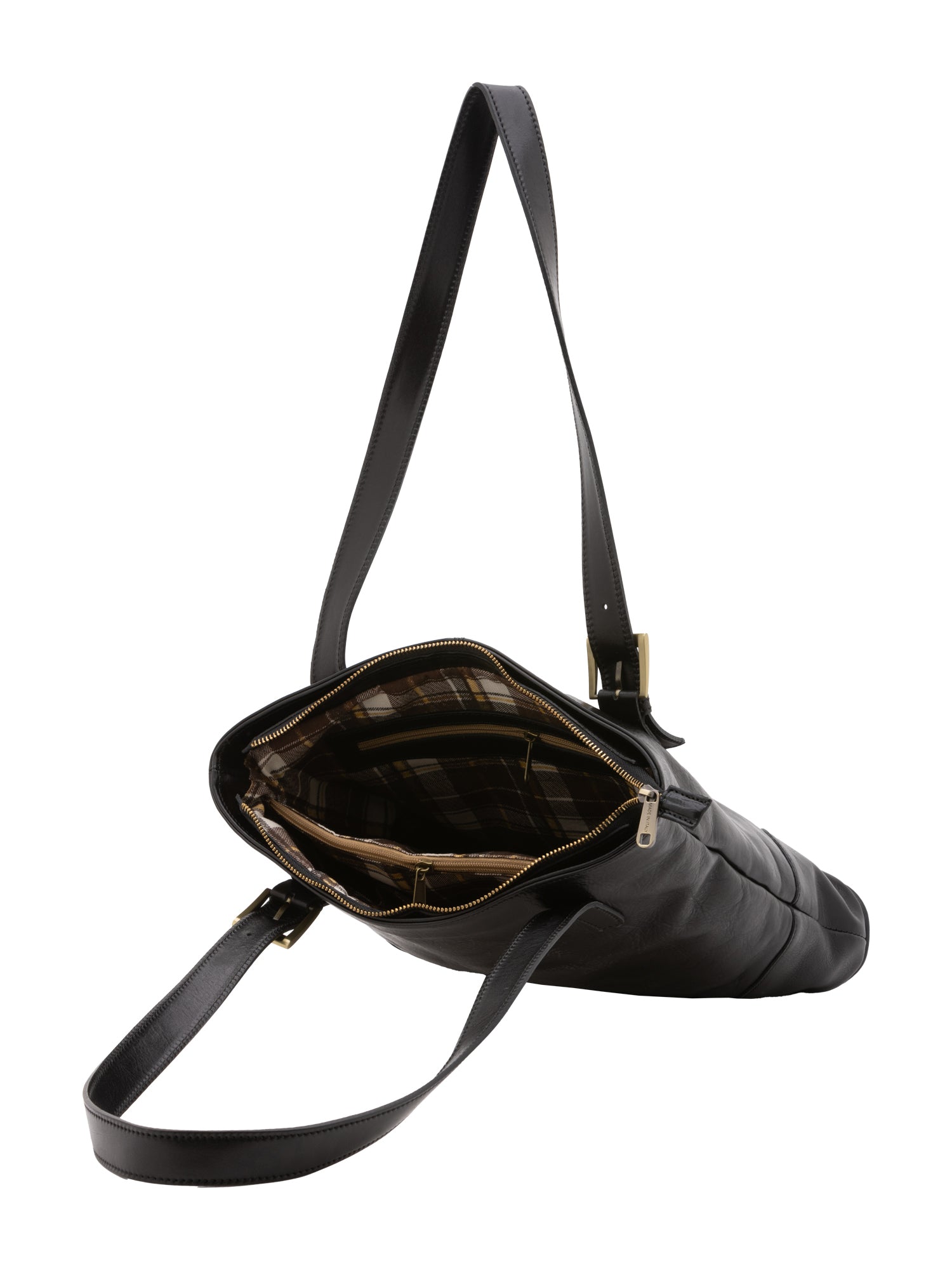 Borsa a spalla da donna 100% pelle 5536-Nero I Fratelli