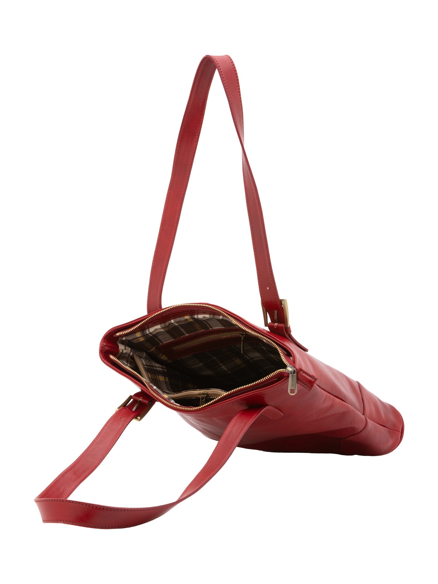Borsa a spalla da donna 100% pelle 5536-Rosso I Fratelli