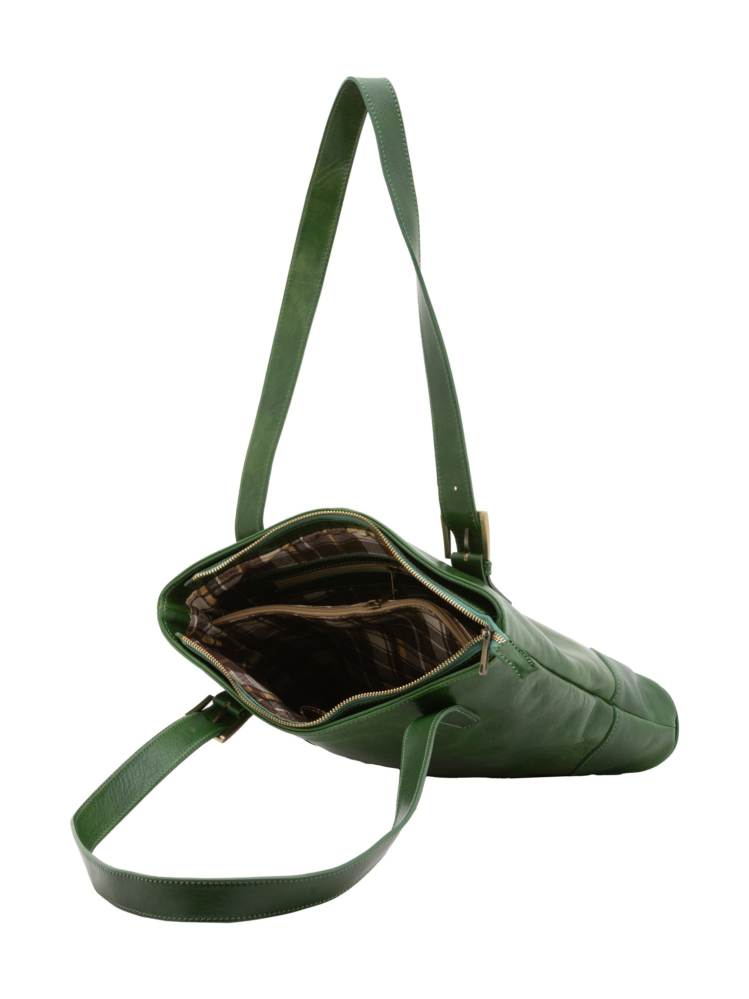 Borsa a spalla da donna 100% pelle 5536-Verde I Fratelli