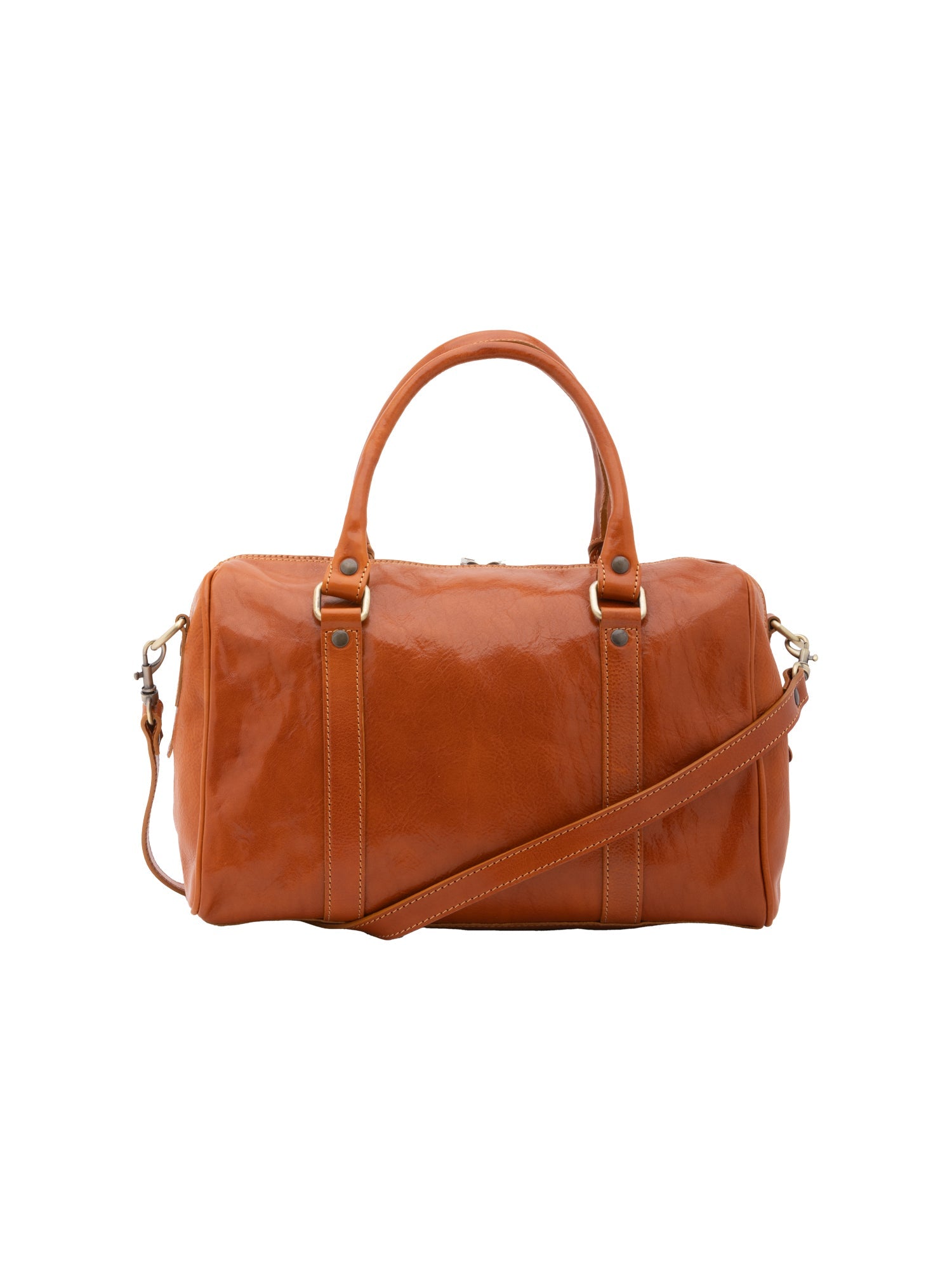 Borsa a bauletto da donna 100% pelle 5538-Cognac I Fratelli