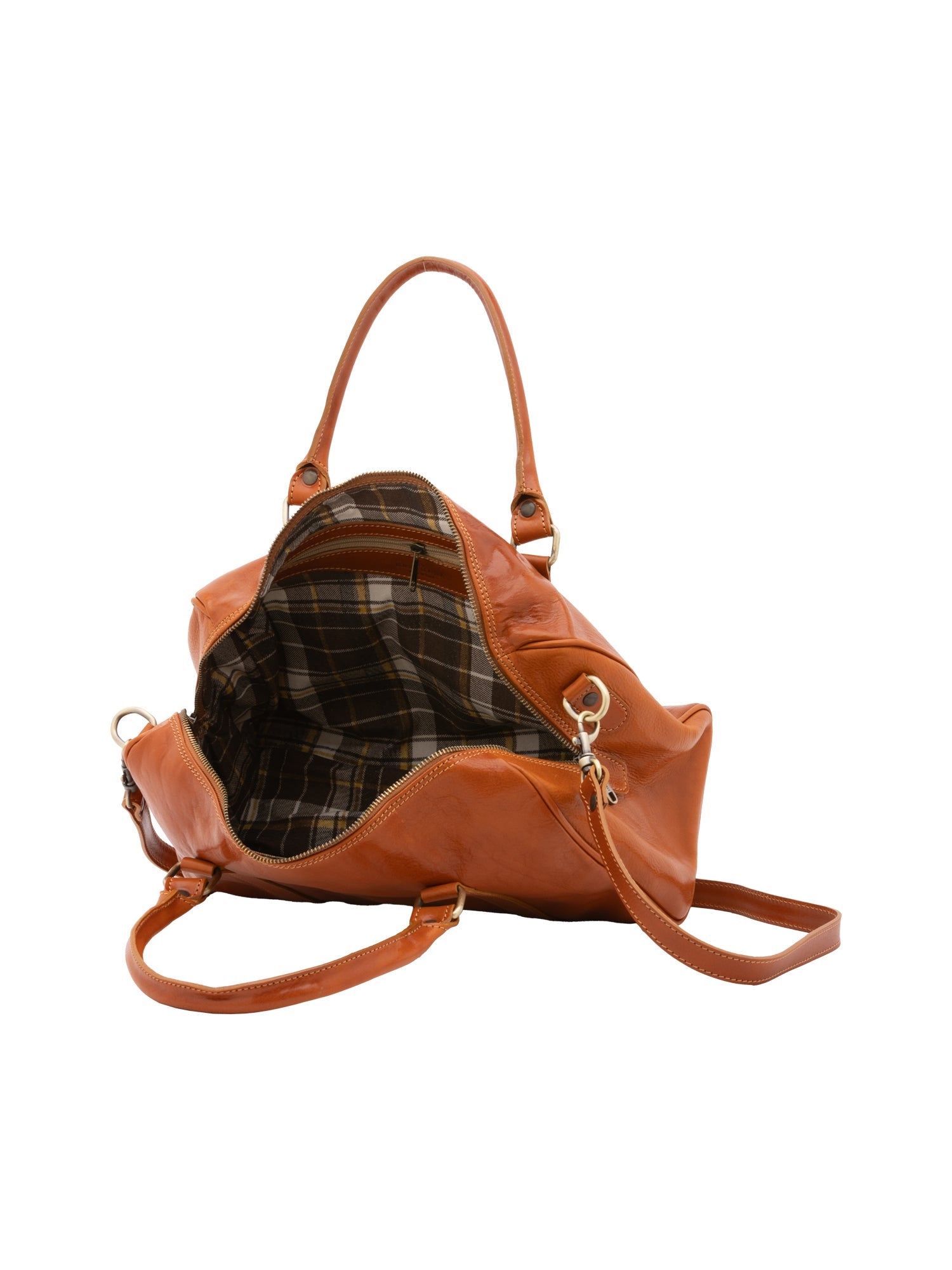 Borsa a bauletto da donna 100% pelle 5538-Cognac I Fratelli
