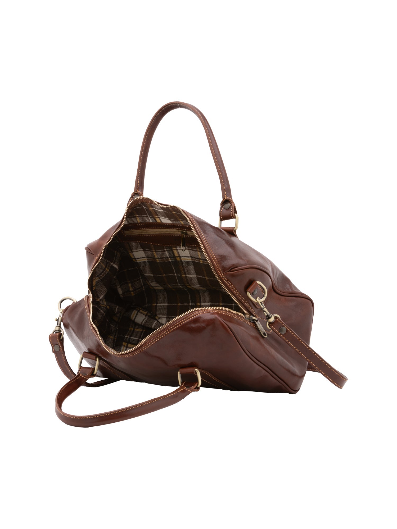 Borsa a bauletto da donna 100% pelle 5538-Marrone I Fratelli