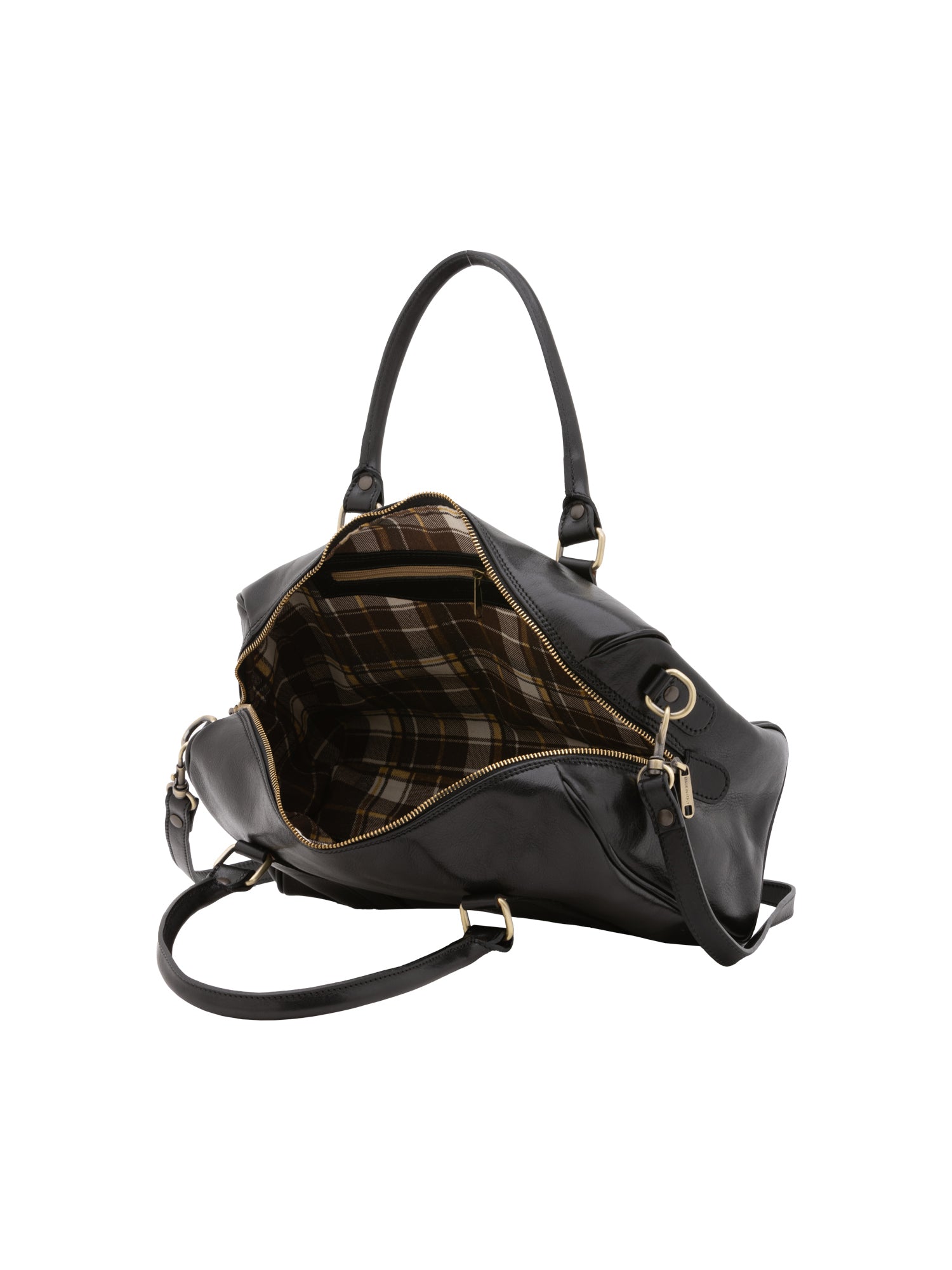 Borsa a bauletto da donna 100% pelle 5538-Nero I Fratelli