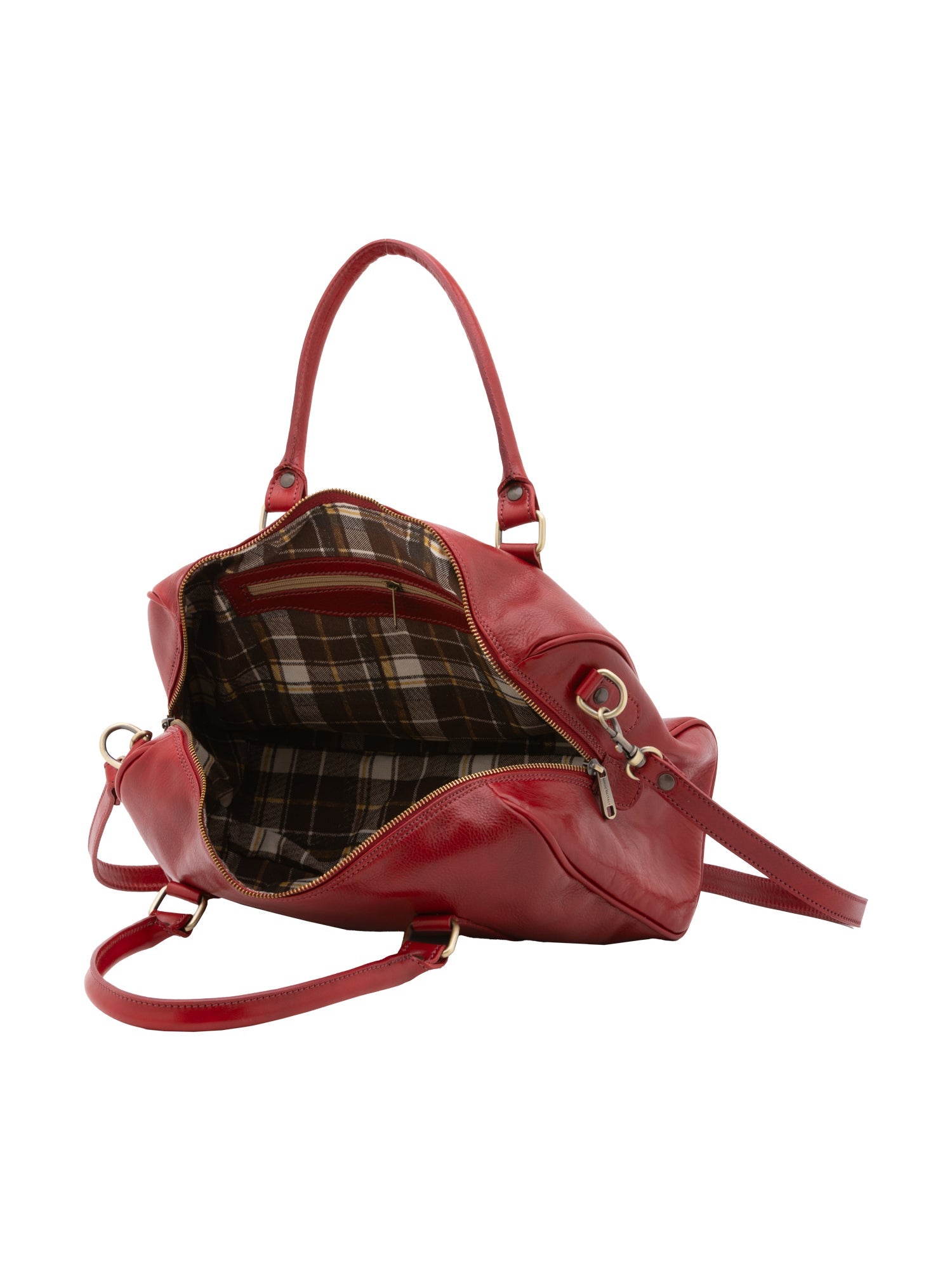 Borsa a bauletto da donna 100% pelle 5538-Rosso I Fratelli