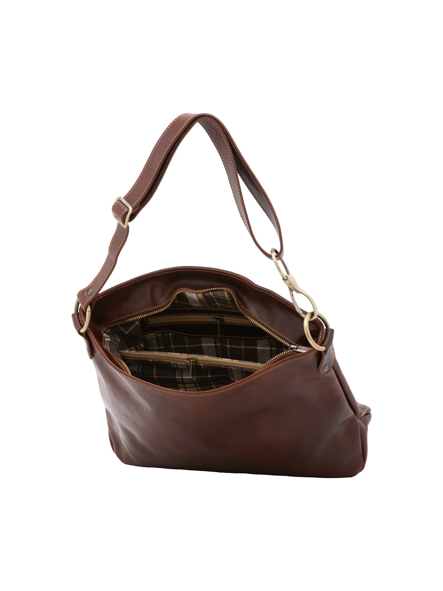 Borsa a spalla da donna 100% pelle 5540-Marrone I Fratelli