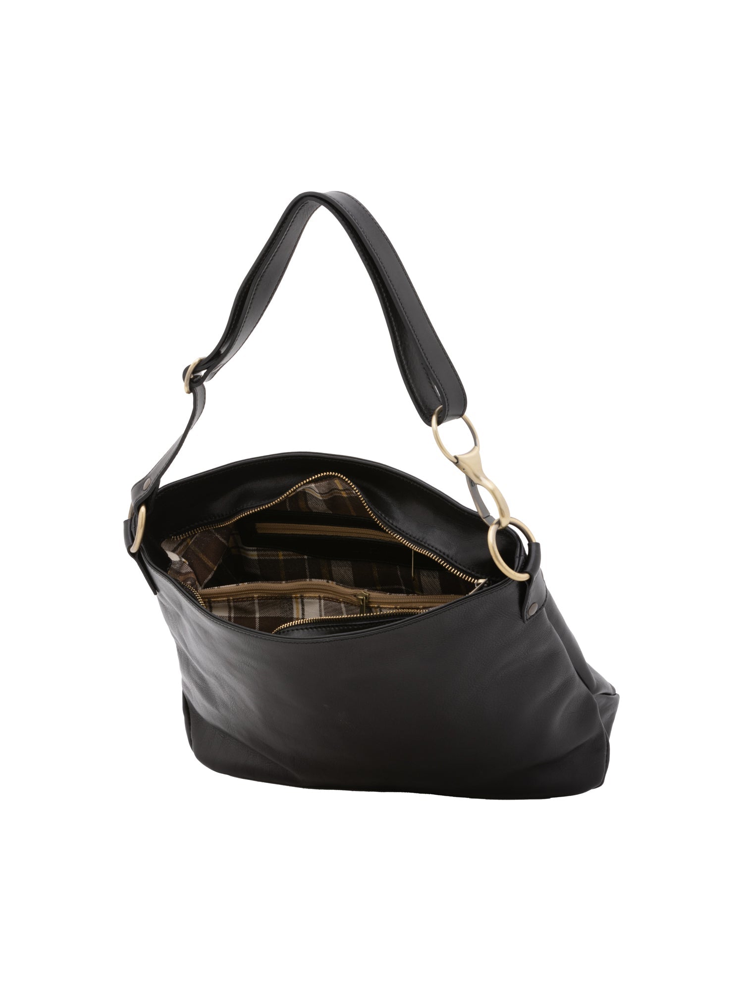 Borsa a spalla da donna 100% pelle 5540-Nero I Fratelli