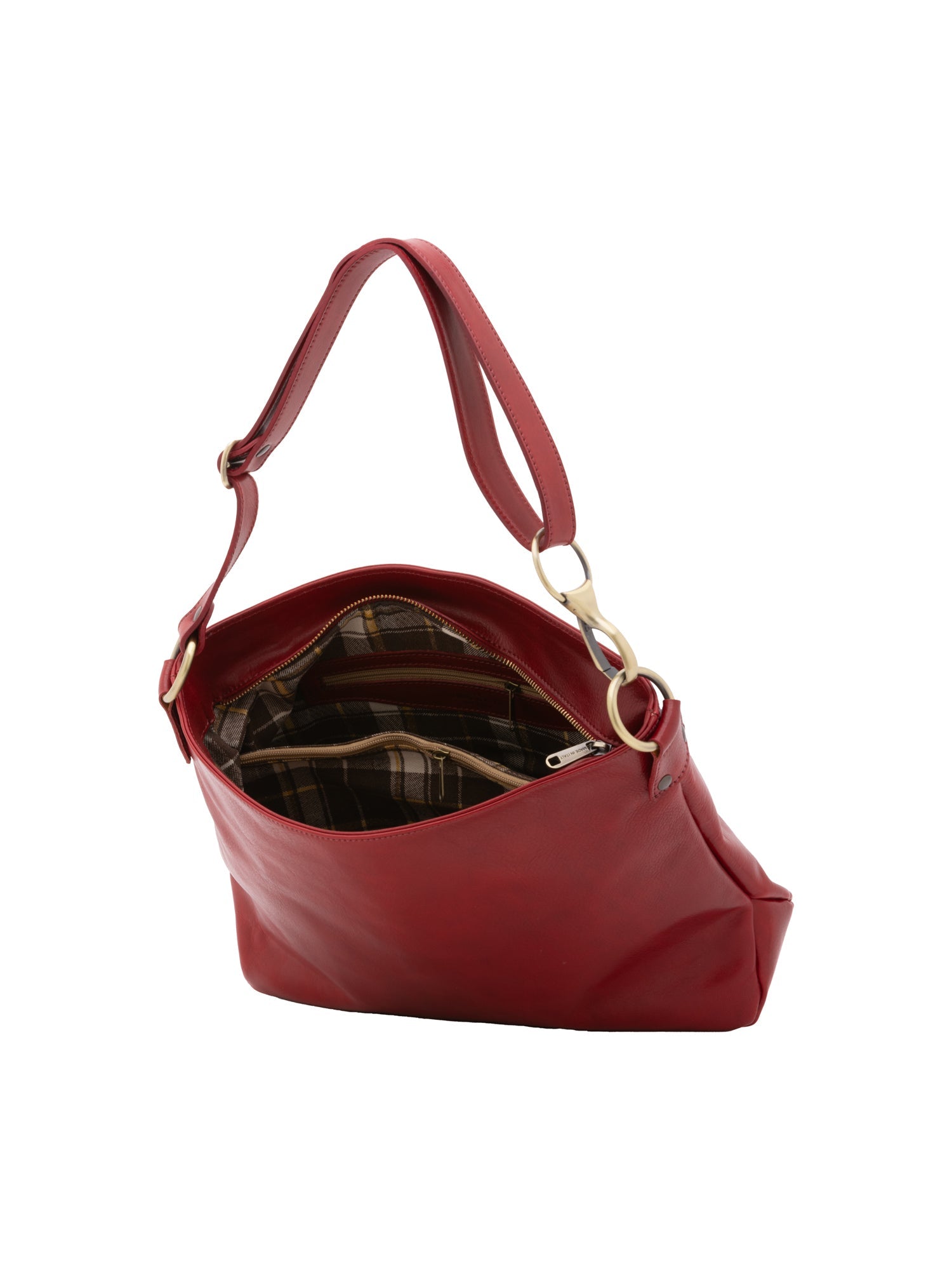Borsa a spalla da donna 100% pelle 5540-Rosso I Fratelli