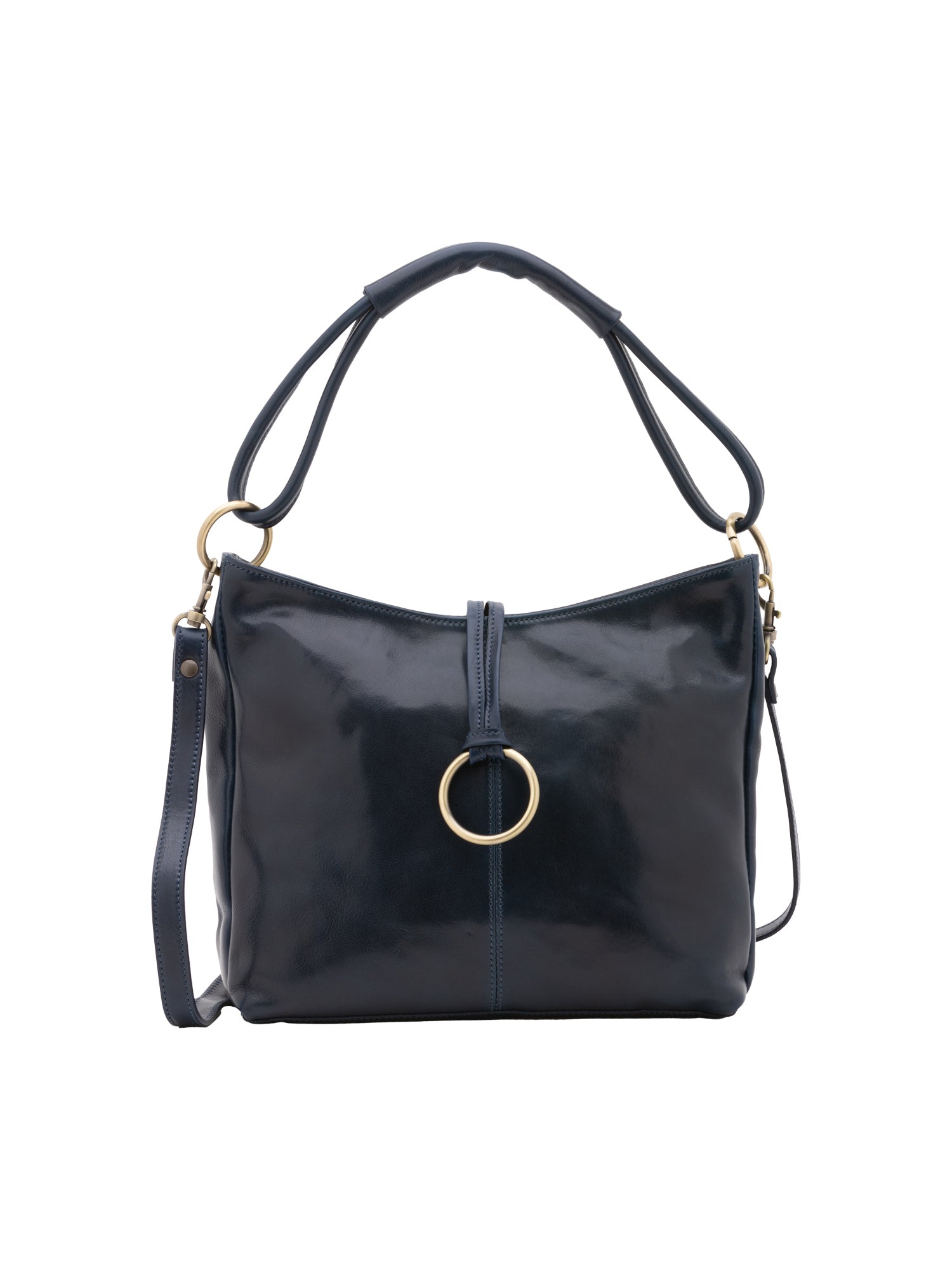 Borsa a spalla da donna 100% pelle 5541-Blu I Fratelli