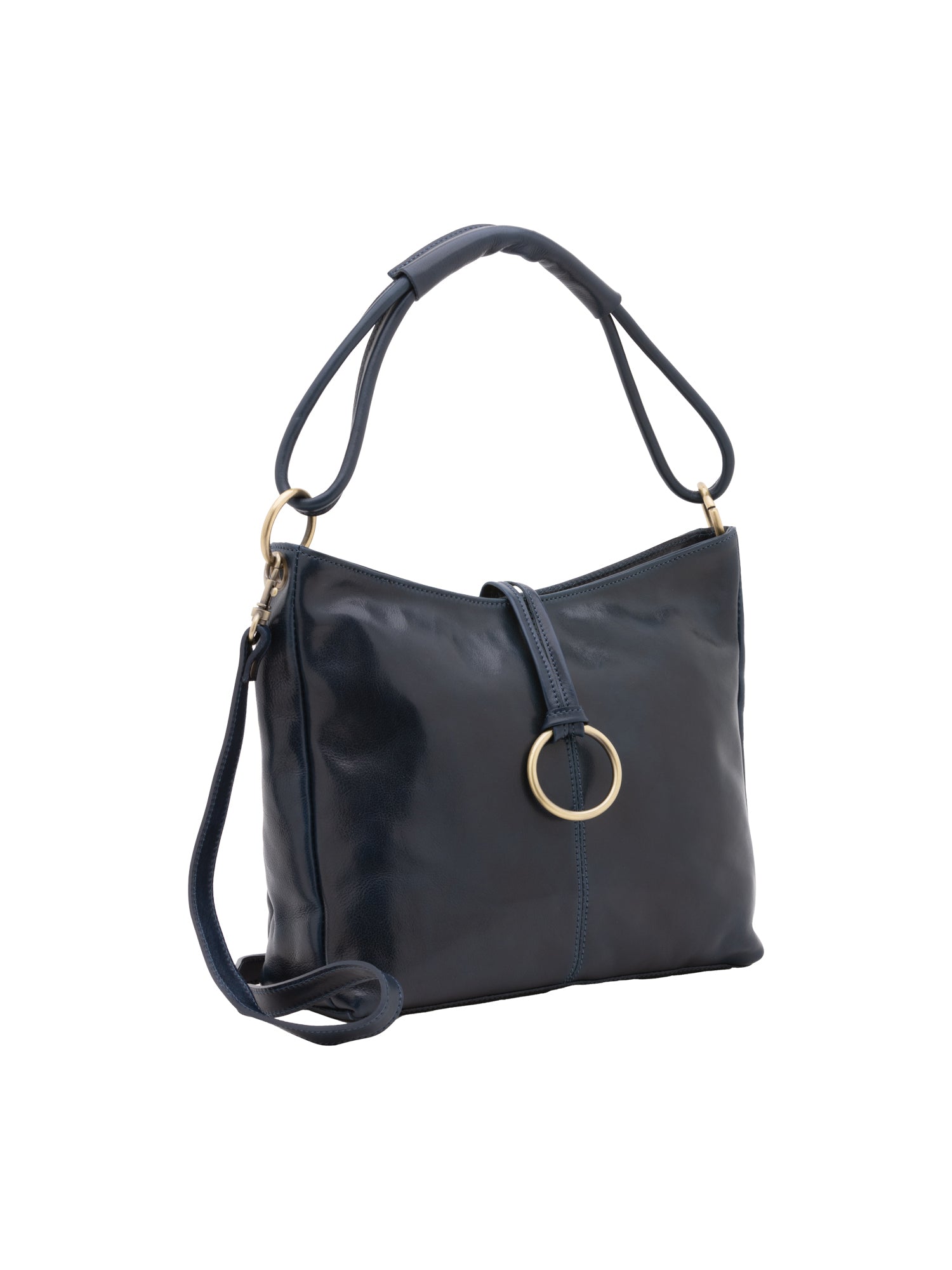 Borsa a spalla da donna 100% pelle 5541-Blu I Fratelli