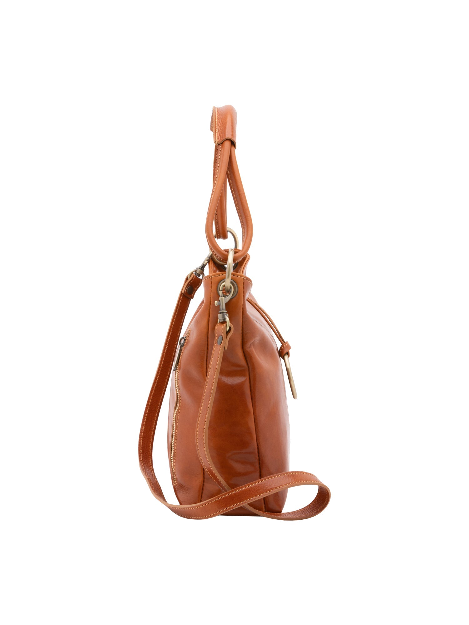 Borsa a spalla da donna 100% pelle 5541-Cognac I Fratelli