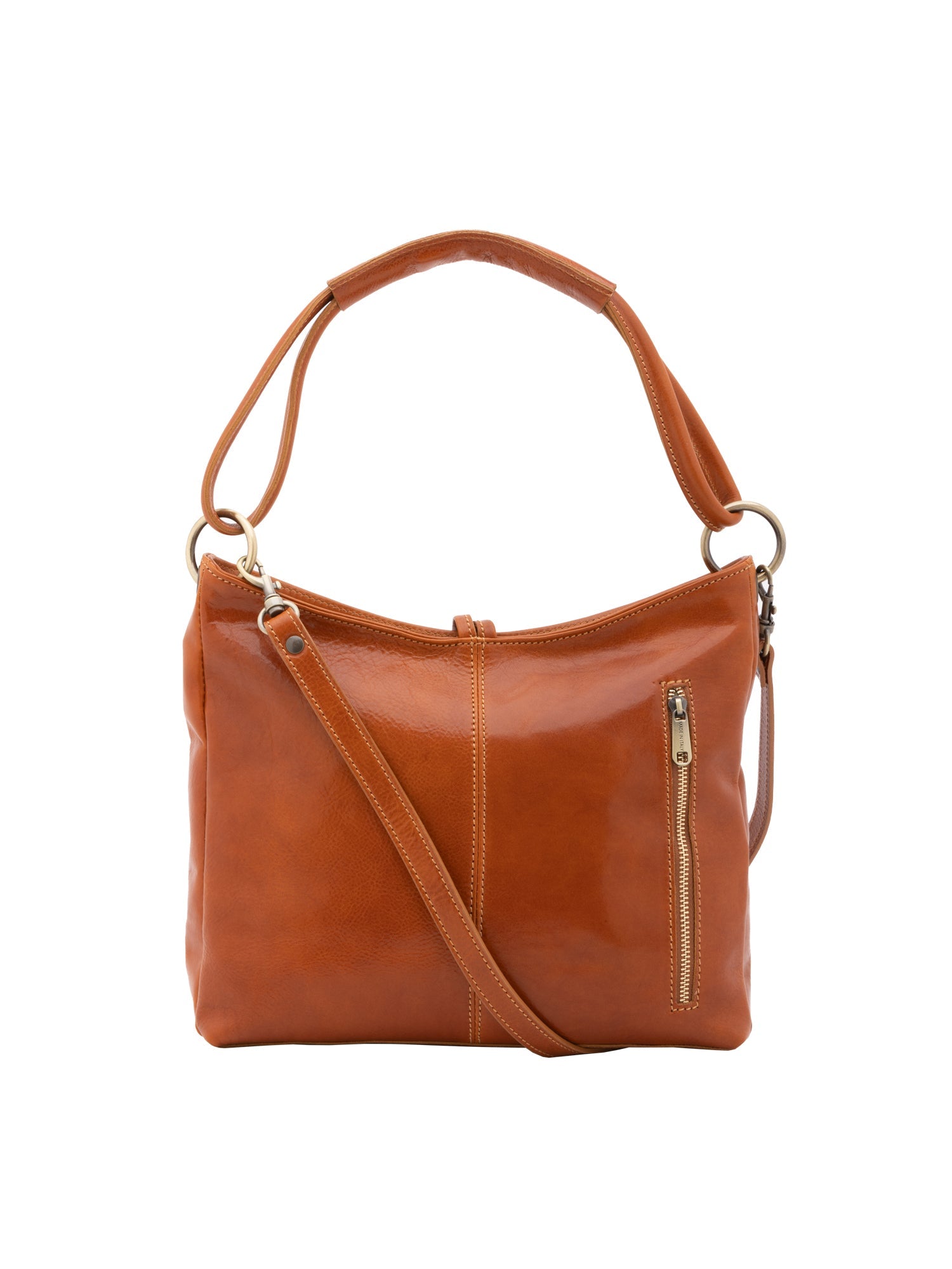 Borsa a spalla da donna 100% pelle 5541-Cognac I Fratelli