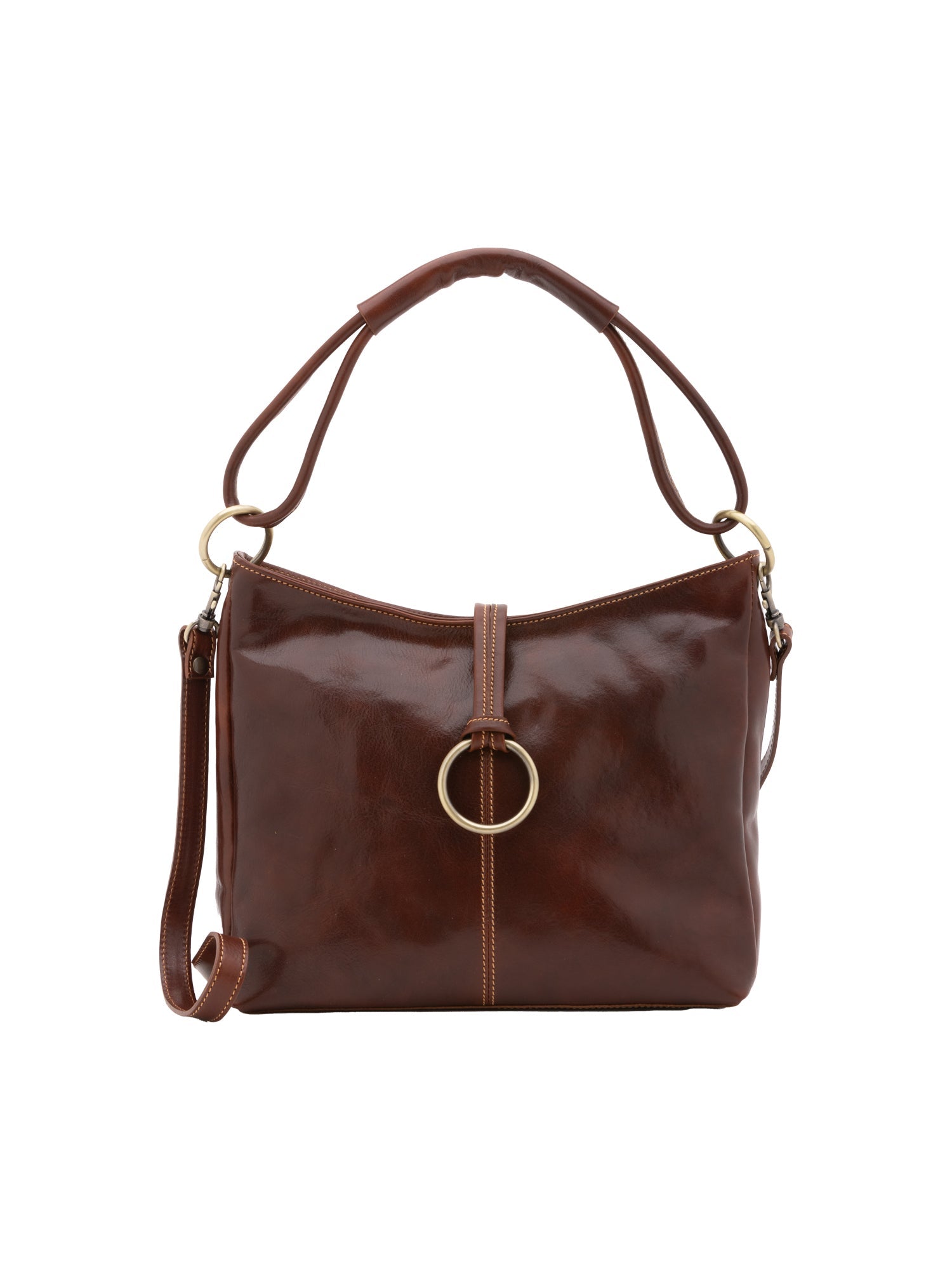 Borsa a spalla da donna 100% pelle 5541-Marrone I Fratelli