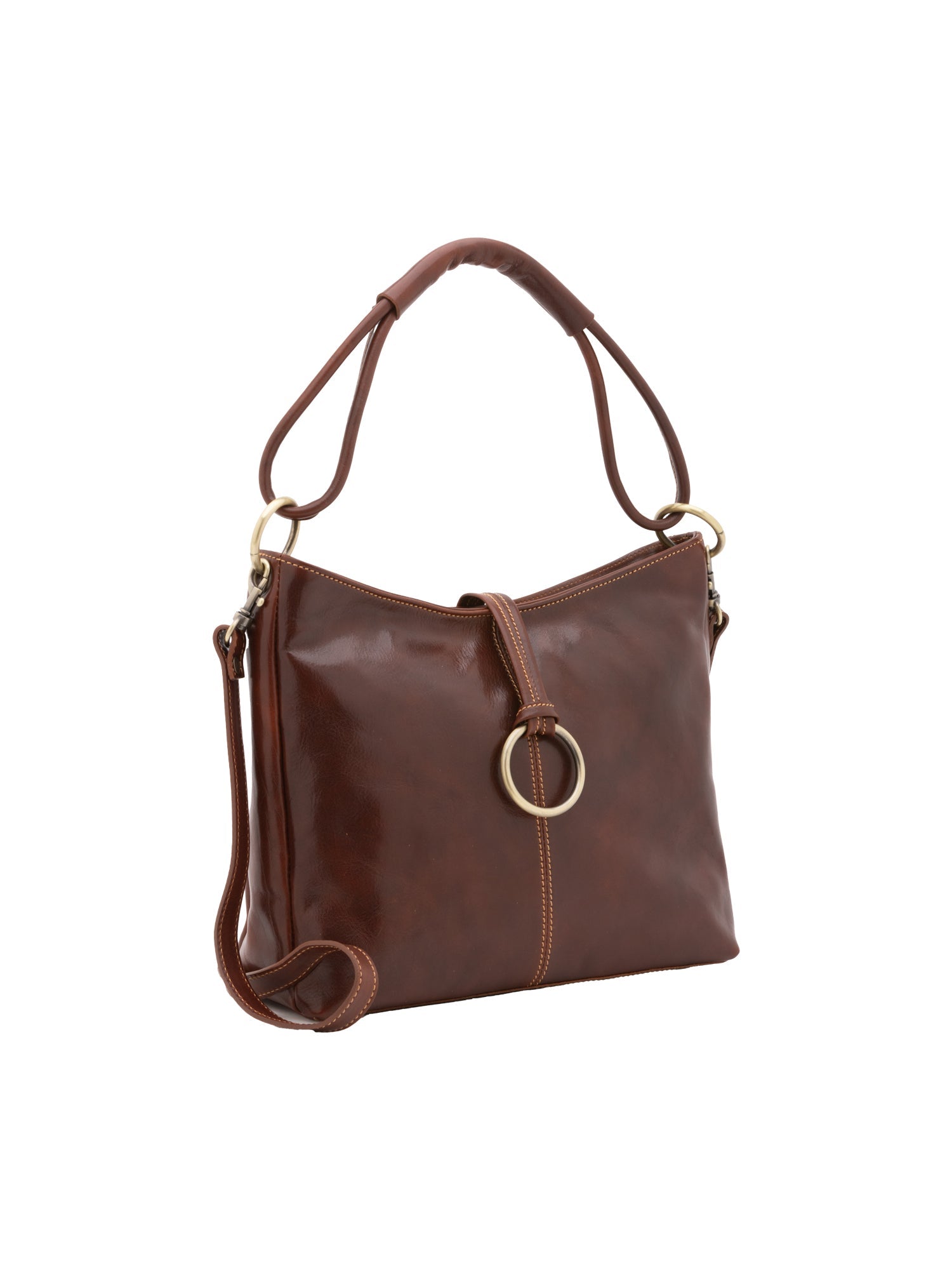 Borsa a spalla da donna 100% pelle 5541-Marrone I Fratelli