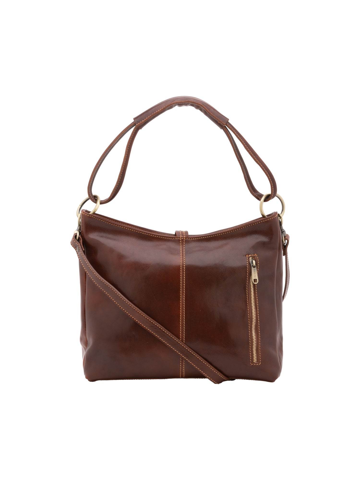 Borsa a spalla da donna 100% pelle 5541-Marrone I Fratelli