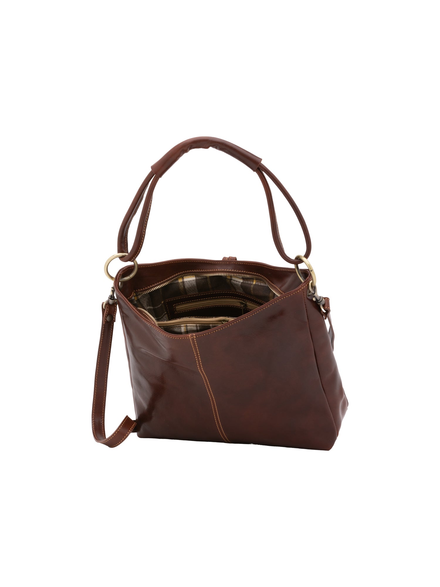 Borsa a spalla da donna 100% pelle 5541-Marrone I Fratelli