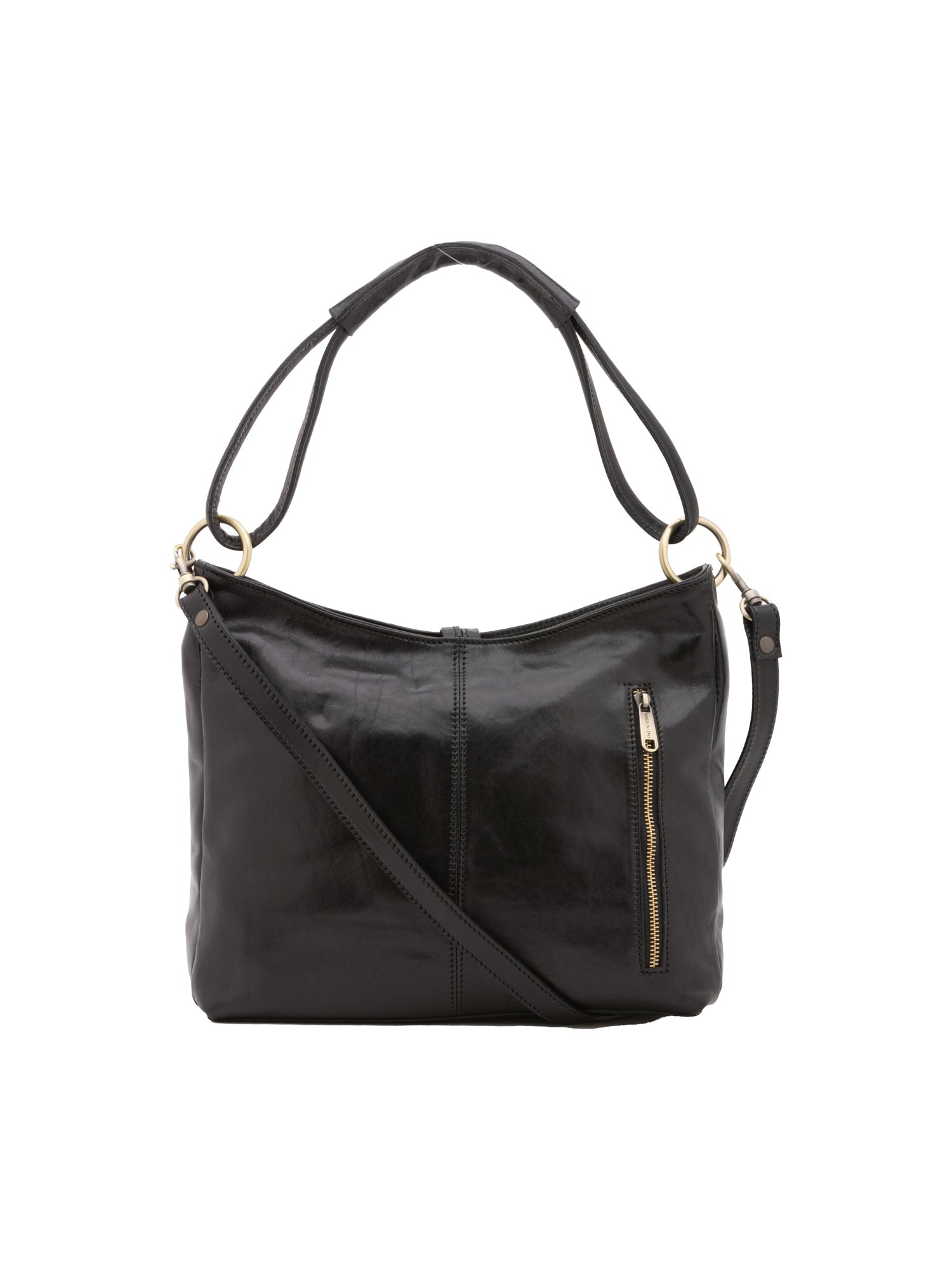 Borsa a spalla da donna 100% pelle 5541-Nero I Fratelli