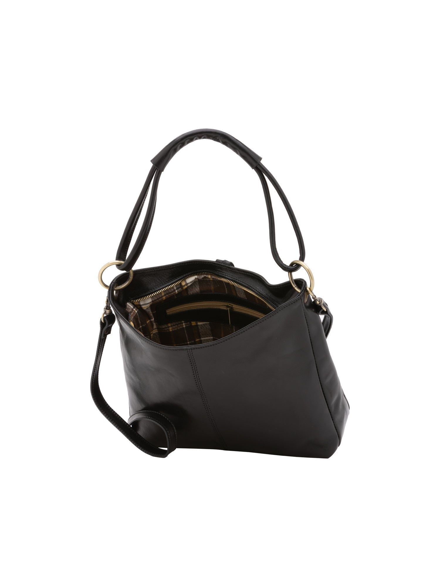 Borsa a spalla da donna 100% pelle 5541-Nero I Fratelli