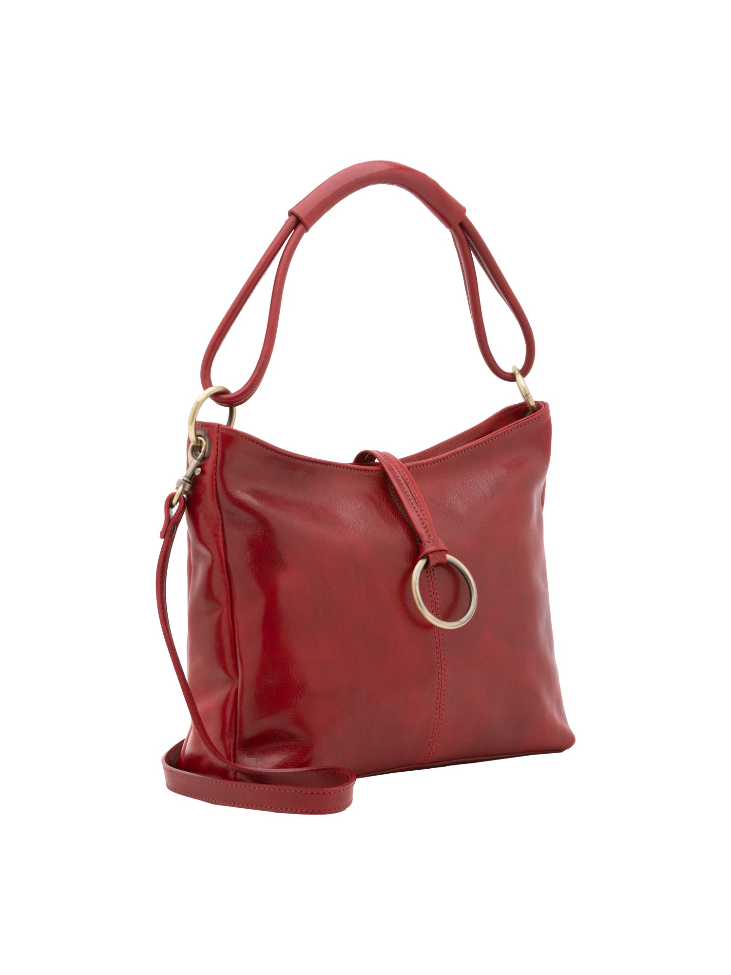 Borsa a spalla da donna 100% pelle 5541-Rosso I Fratelli