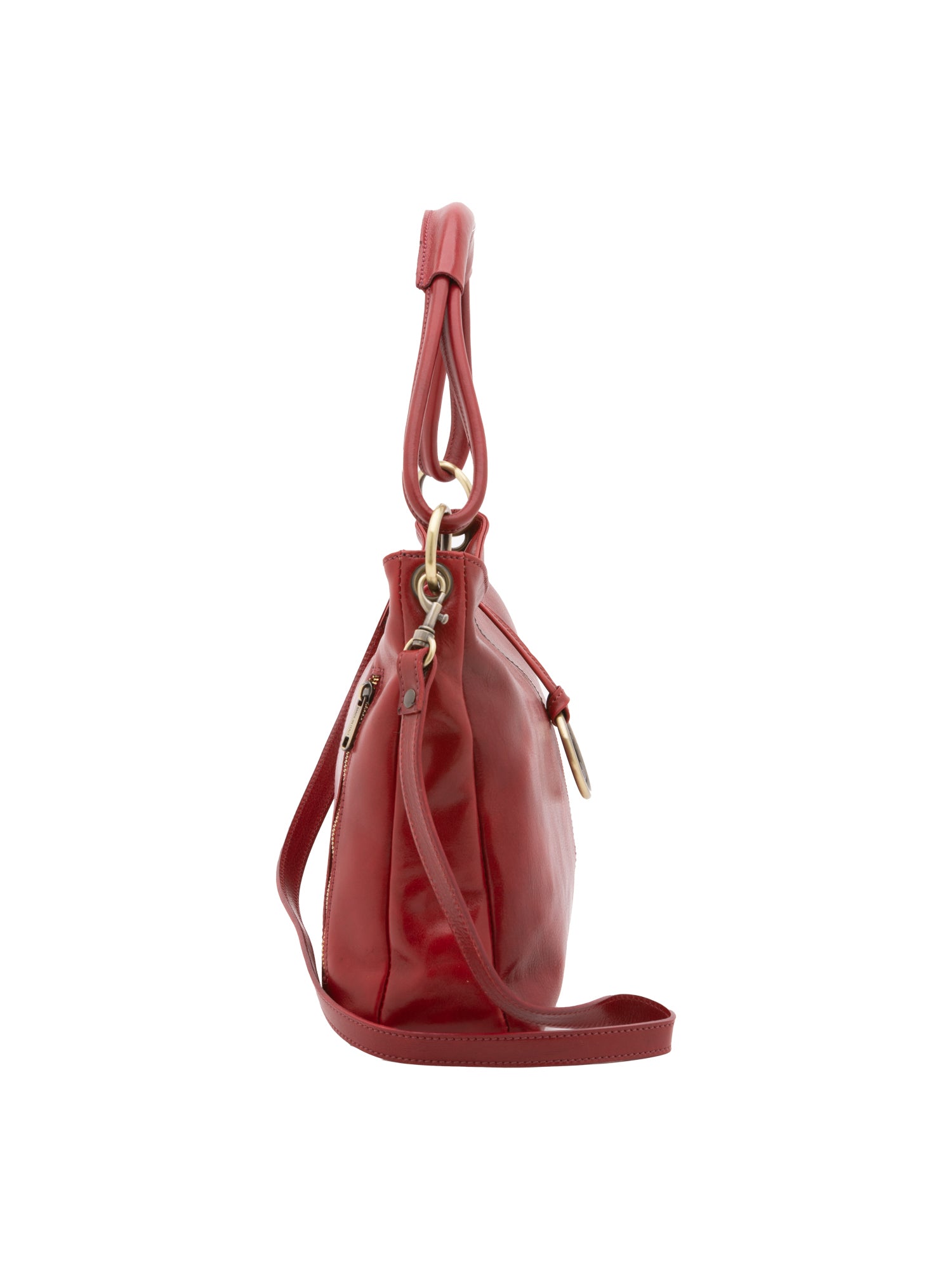 Borsa a spalla da donna 100% pelle 5541-Rosso I Fratelli