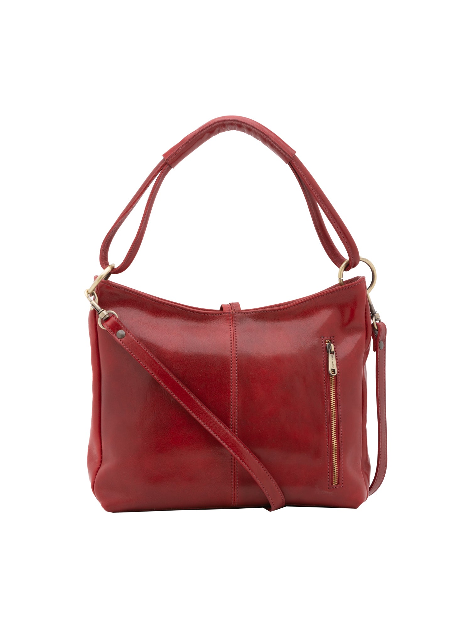 Borsa a spalla da donna 100% pelle 5541-Rosso I Fratelli