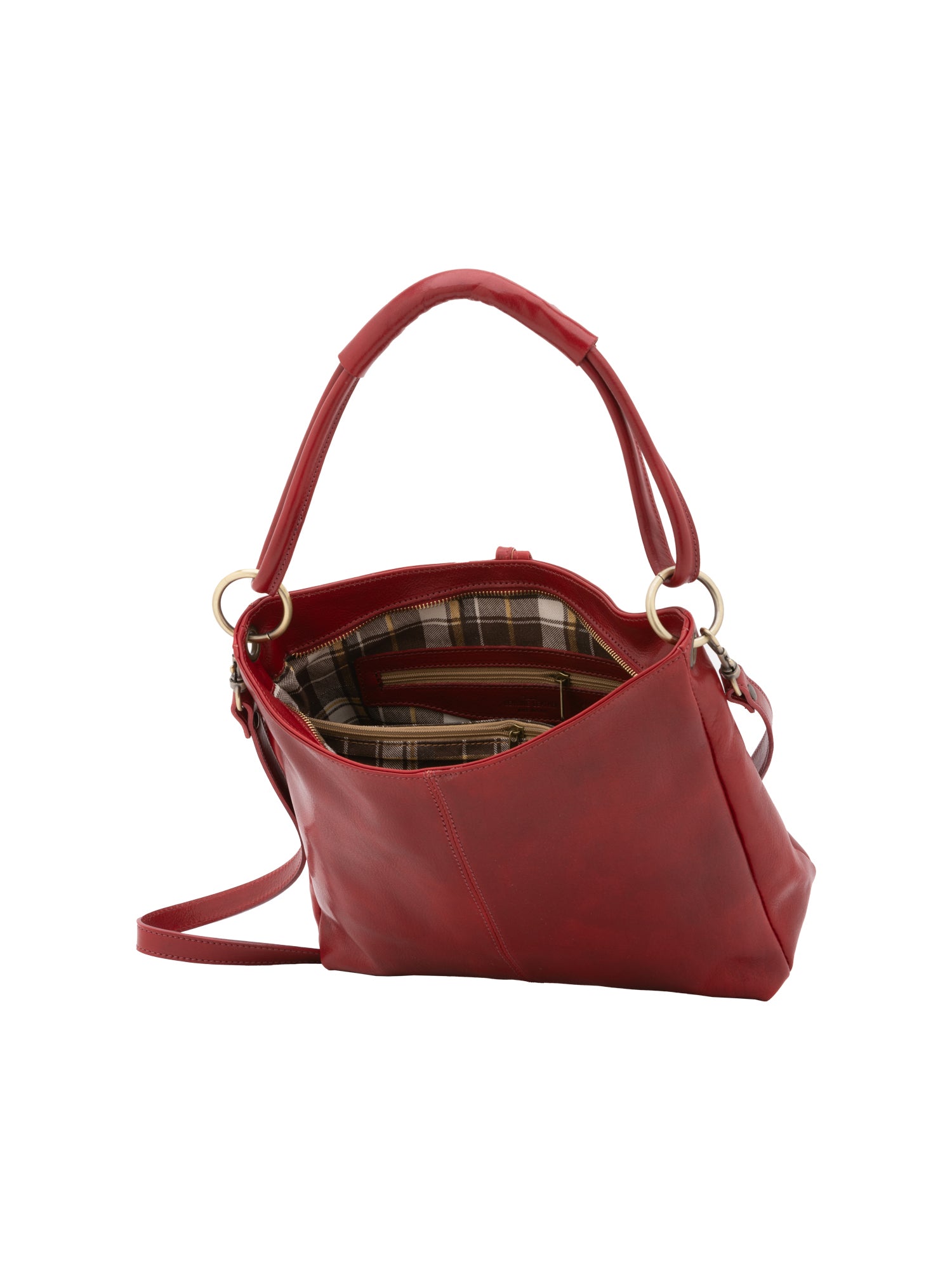 Borsa a spalla da donna 100% pelle 5541-Rosso I Fratelli