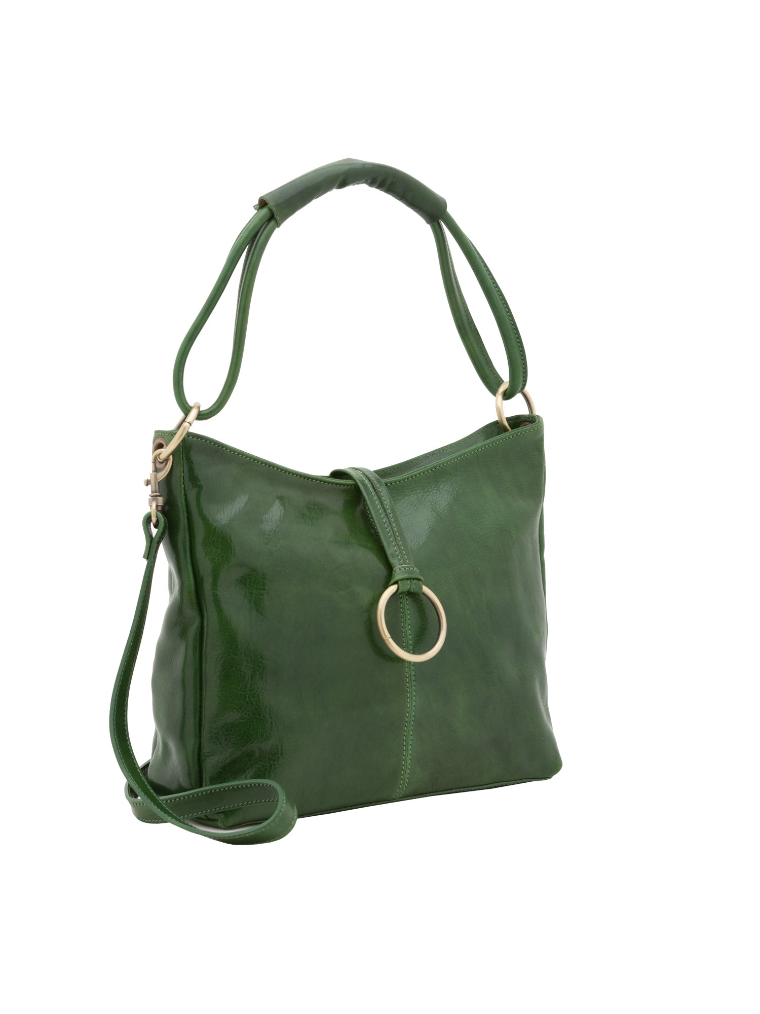 Borsa a spalla da donna 100% pelle 5541-Verde I Fratelli