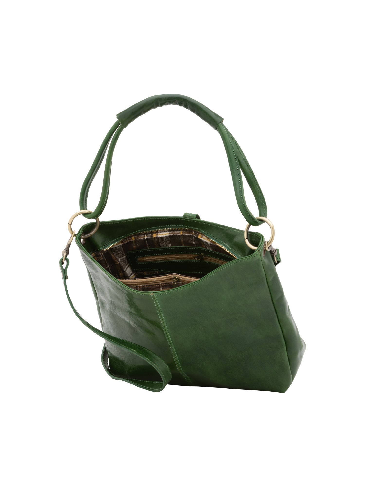 Borsa a spalla da donna 100% pelle 5541-Verde I Fratelli