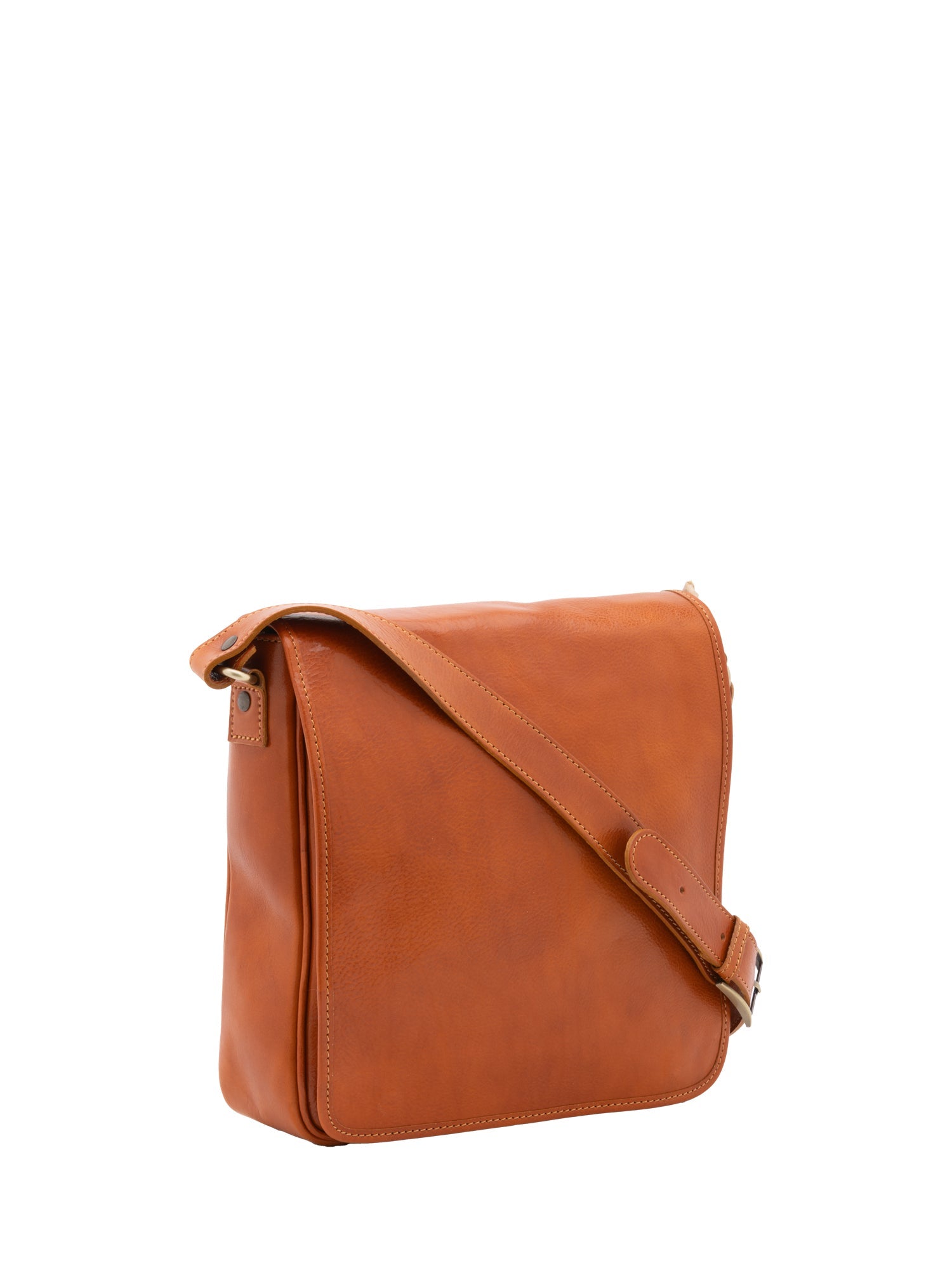 Borsa a tracolla da uomo in vera pelle Made in Italy 5543-Cognac I Fratelli