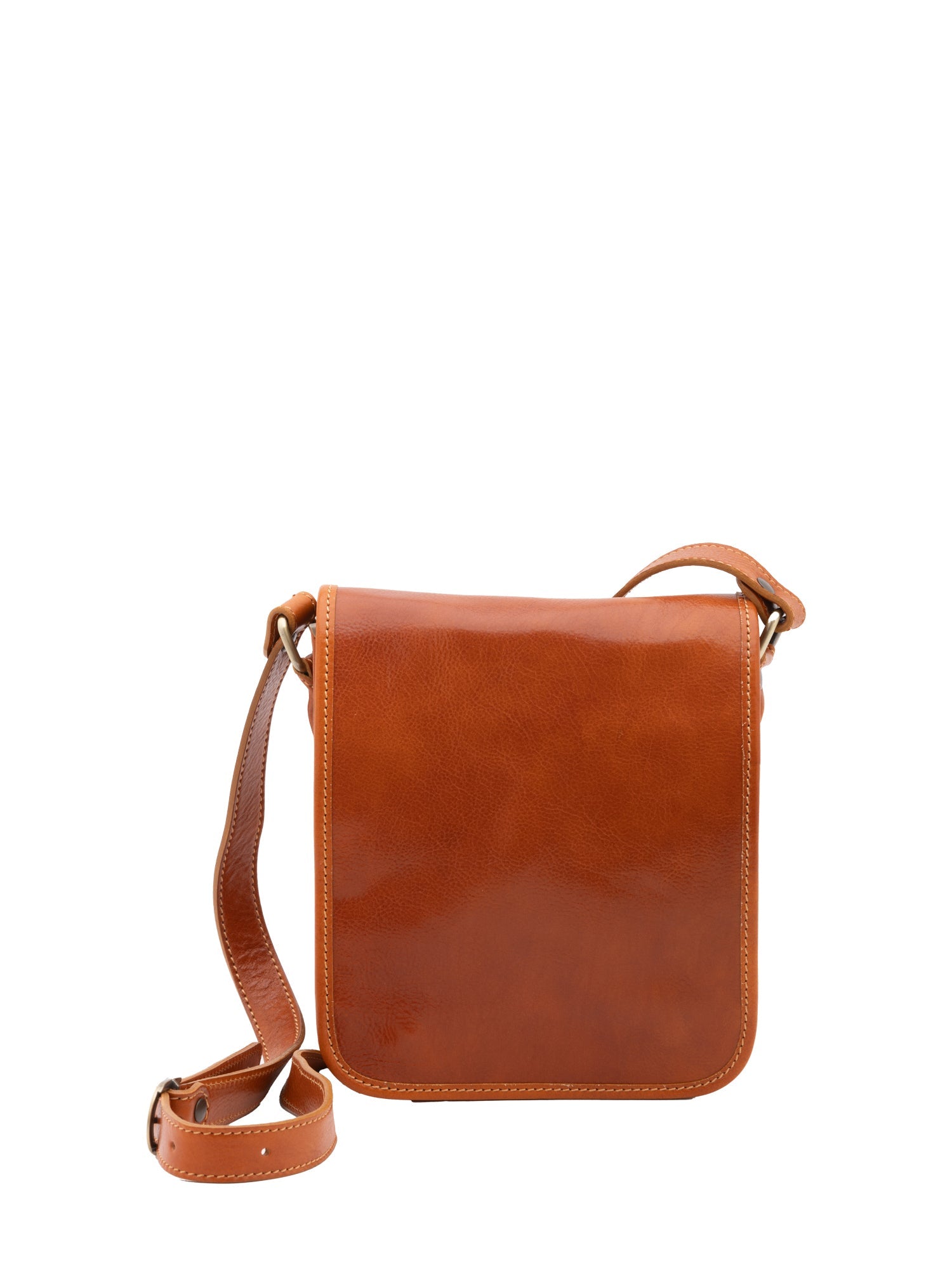 Borsa a tracolla uomo in vera pelle Made in Italy 5552-Cognac I Fratelli