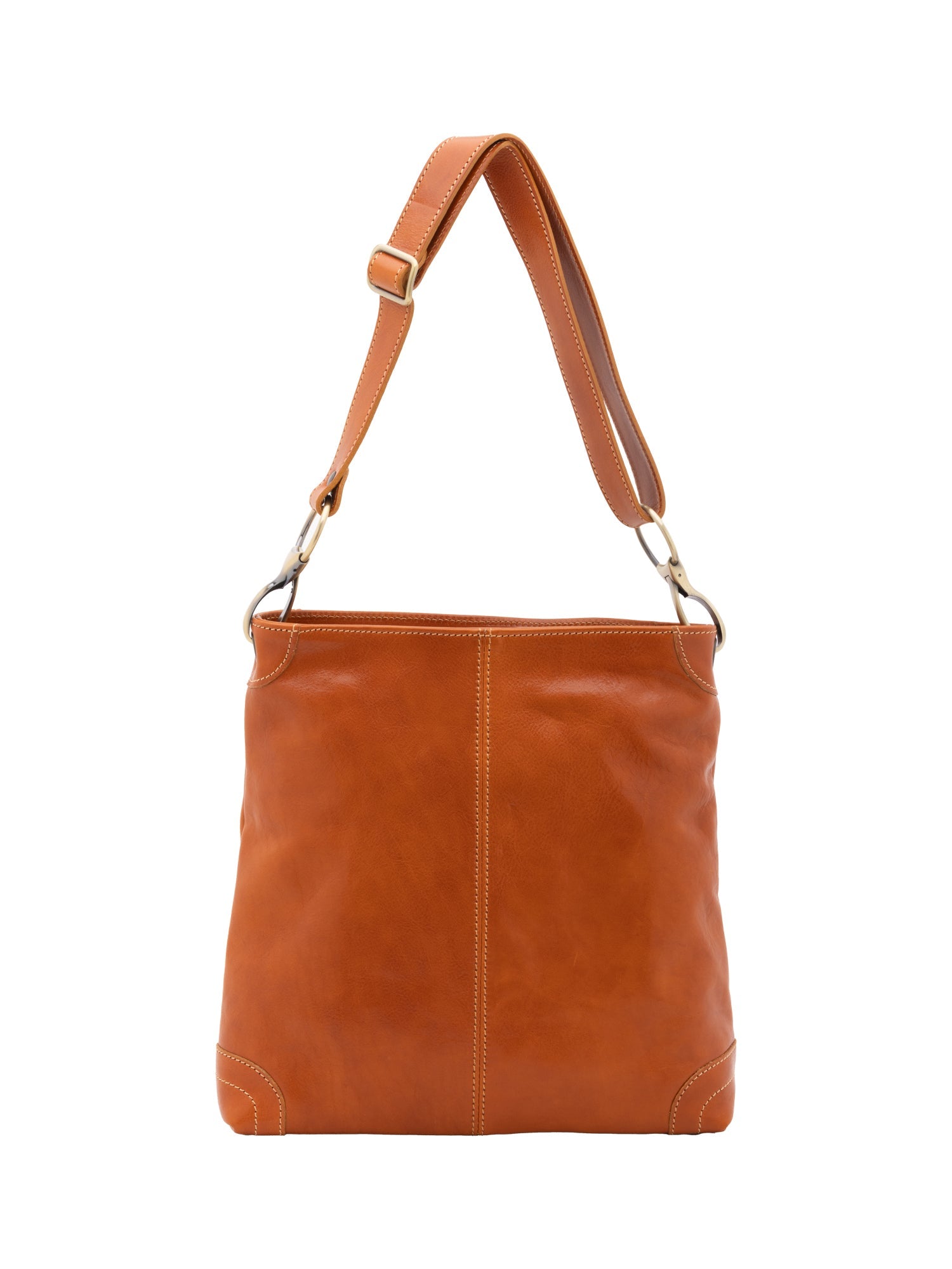 Borsa a spalla da donna 100% pelle 5553-Cognac I Fratelli