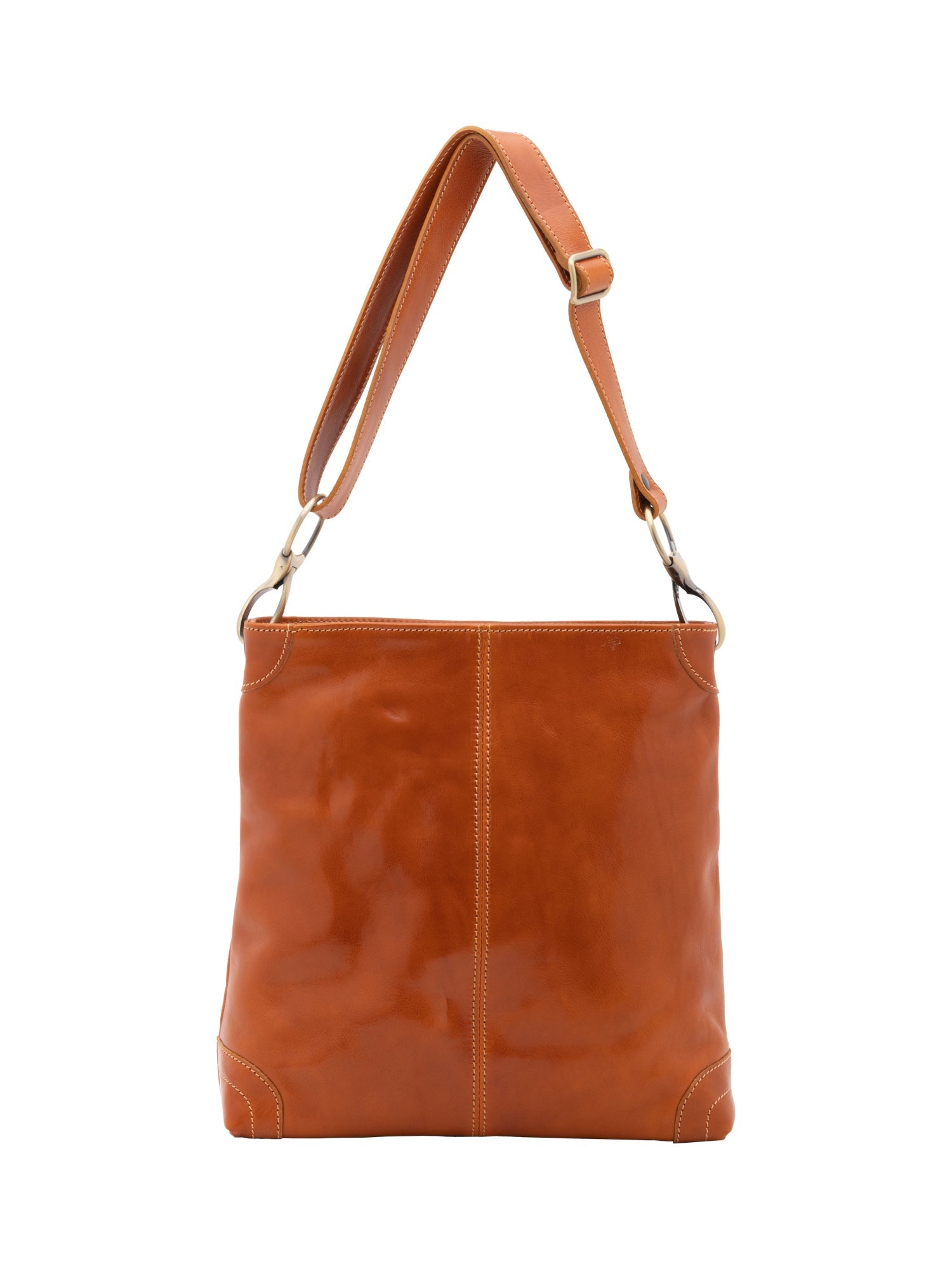 Borsa a spalla da donna 100% pelle 5553-Cognac I Fratelli