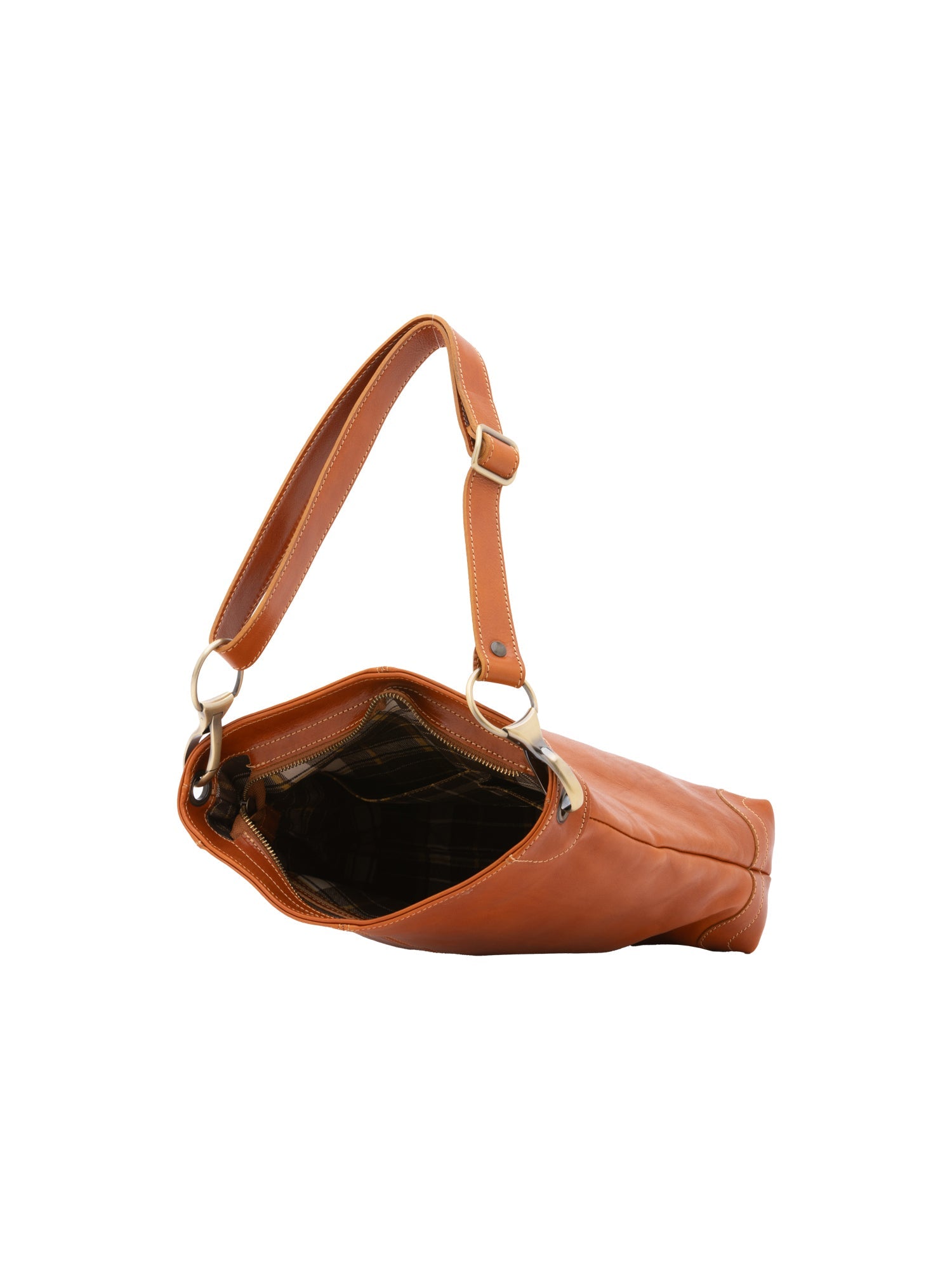 Borsa a spalla da donna 100% pelle 5553-Cognac I Fratelli