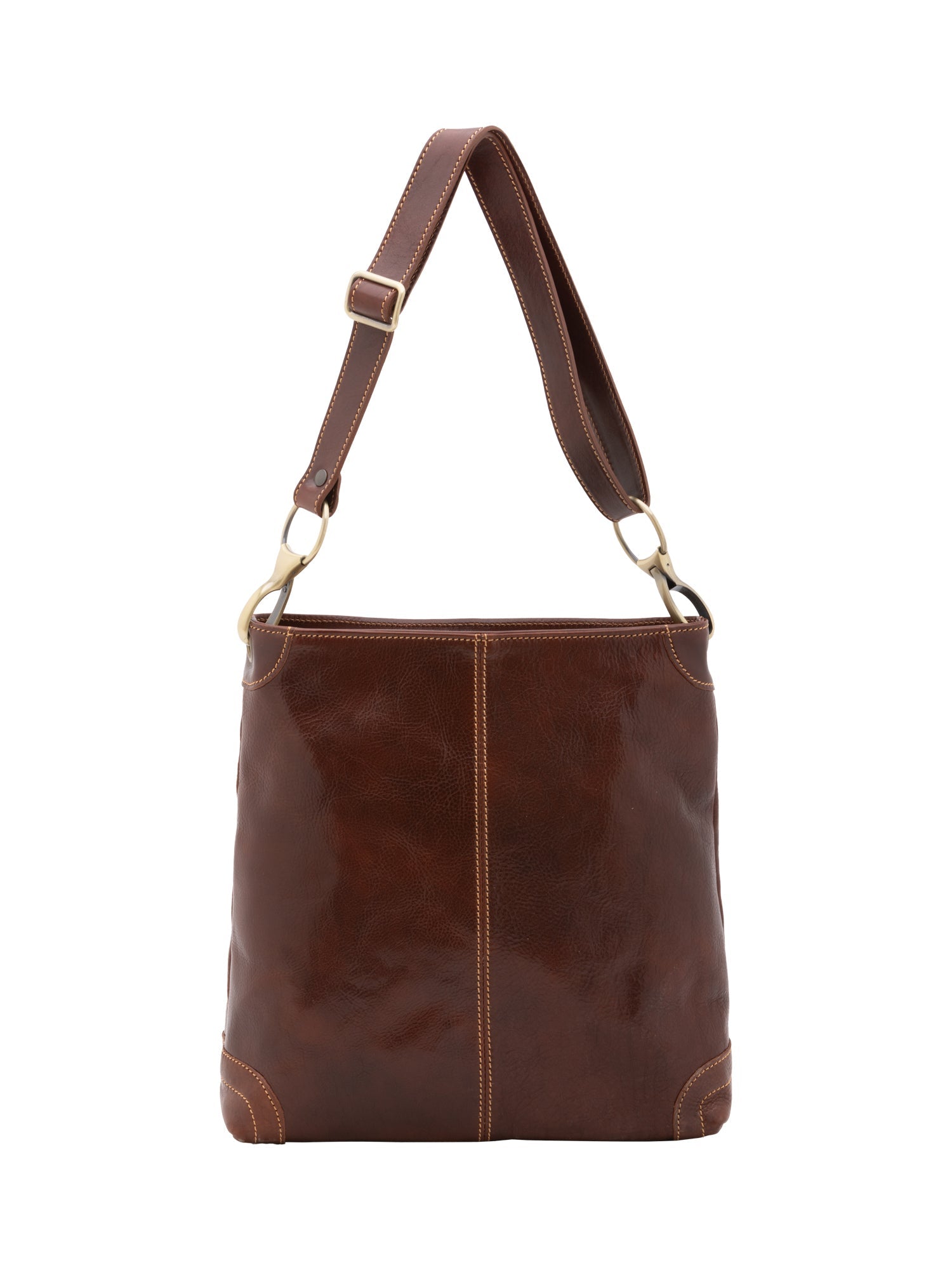Borsa a spalla da donna 100% pelle 5553-Marrone I Fratelli