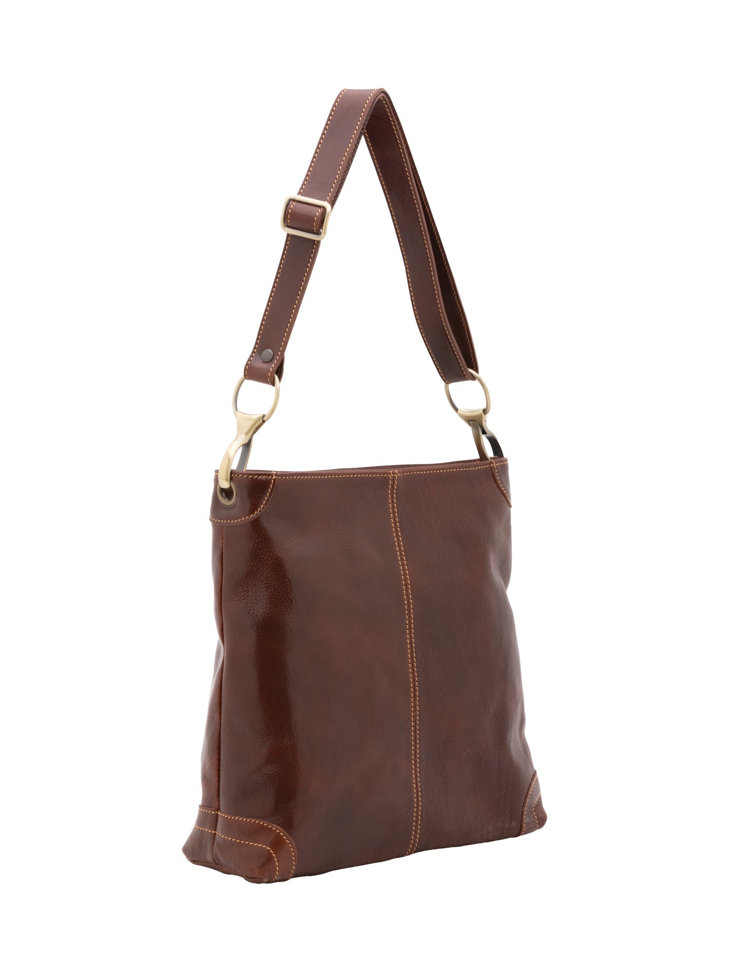 Borsa a spalla da donna 100% pelle 5553-Marrone I Fratelli
